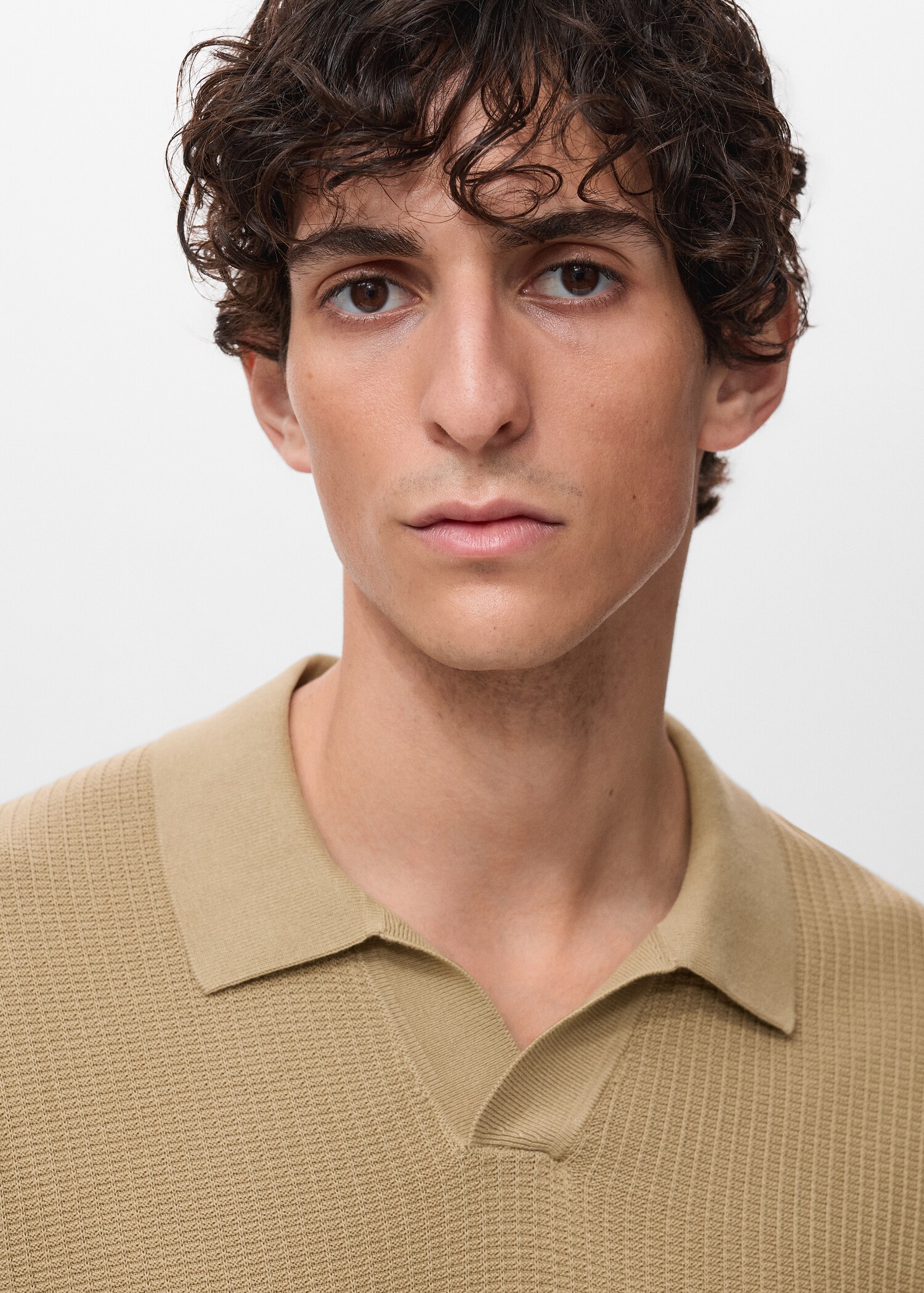 Crochet cotton polo shirt - Details of the article 1
