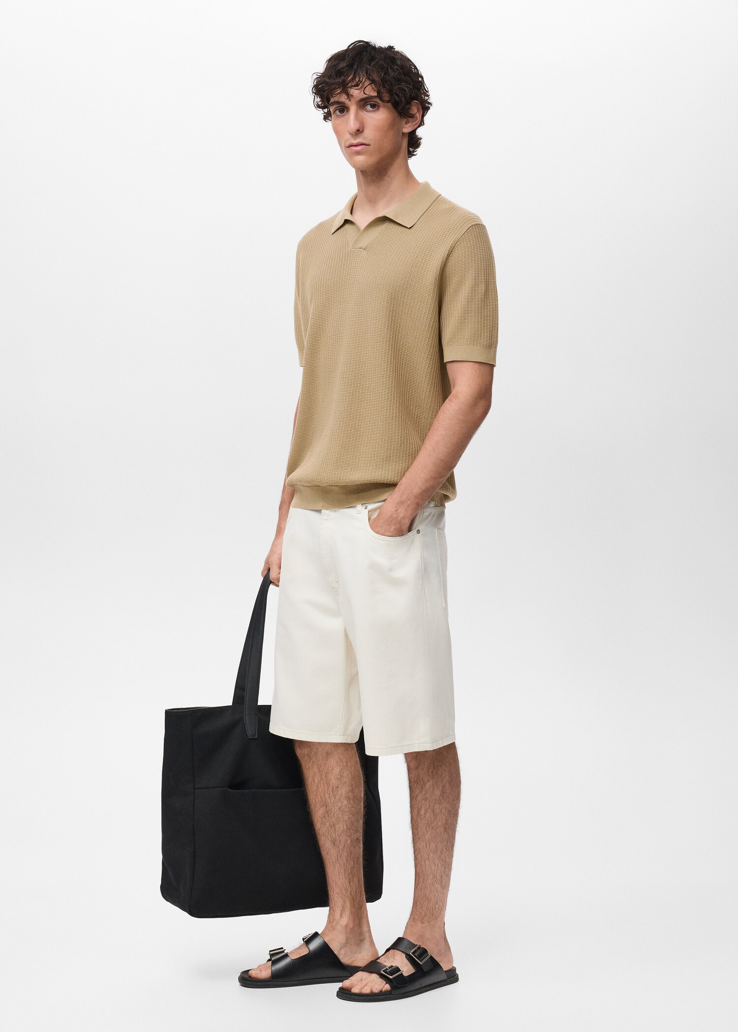 Crochet cotton polo shirt - Details of the article 2