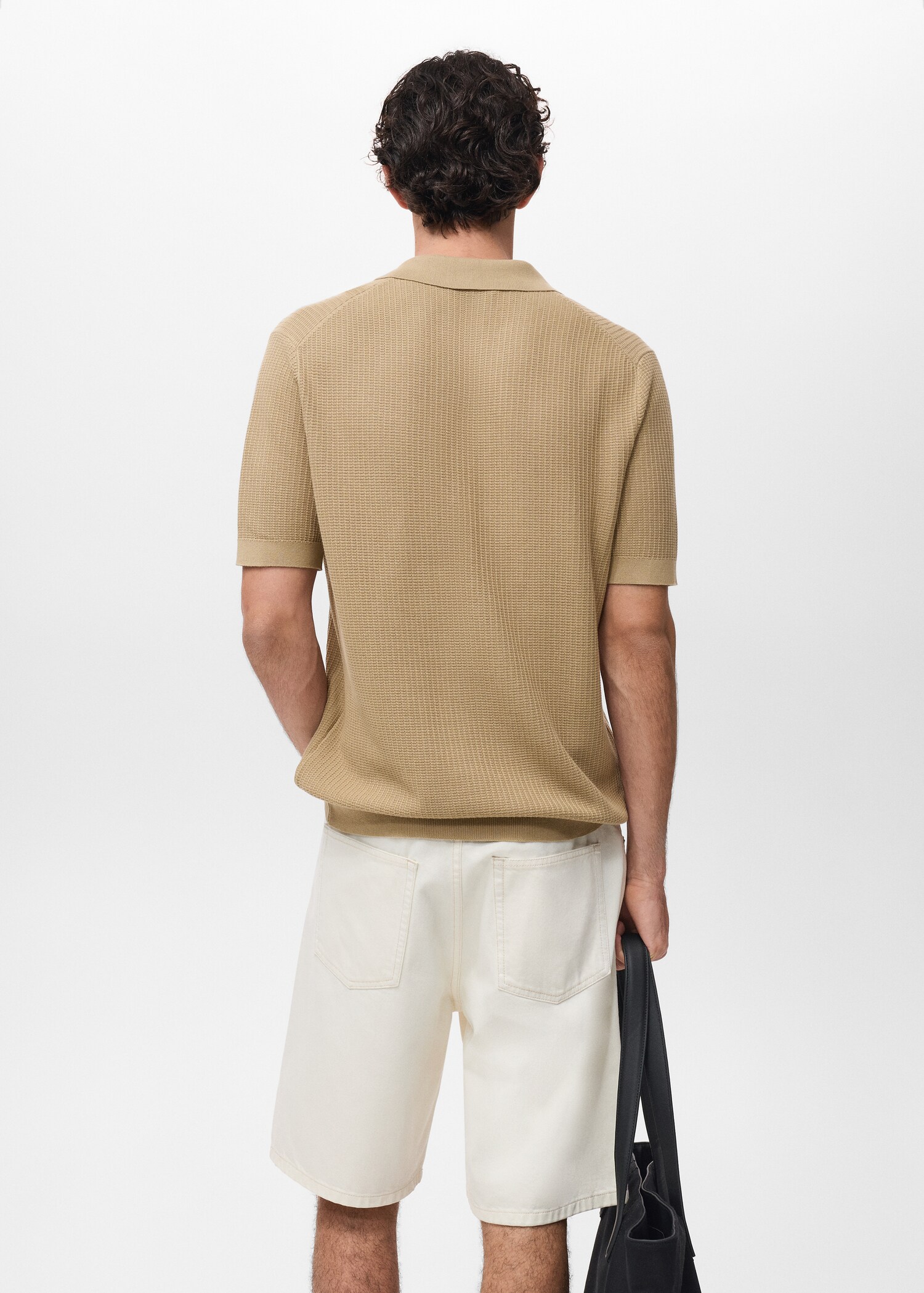 Crochet cotton polo shirt - Reverse of the article