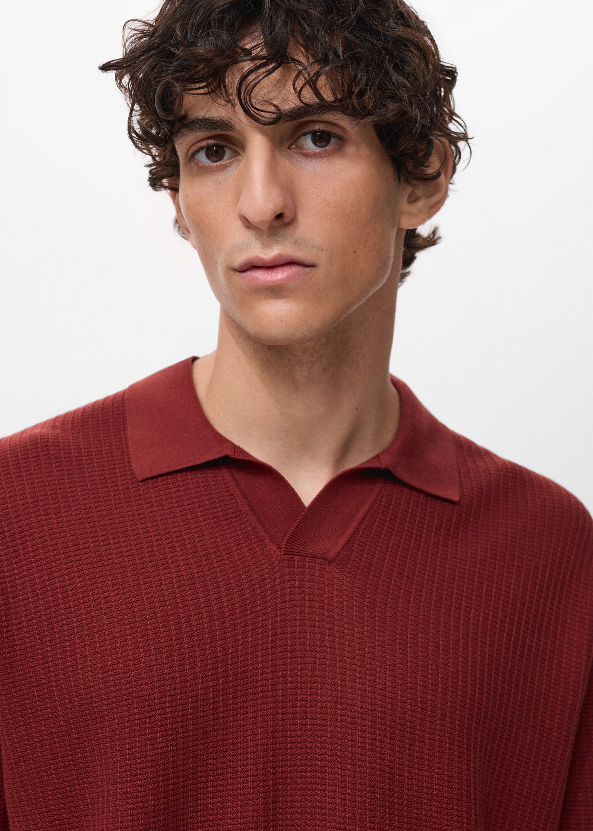 Crochet cotton polo shirt - Details of the article 1