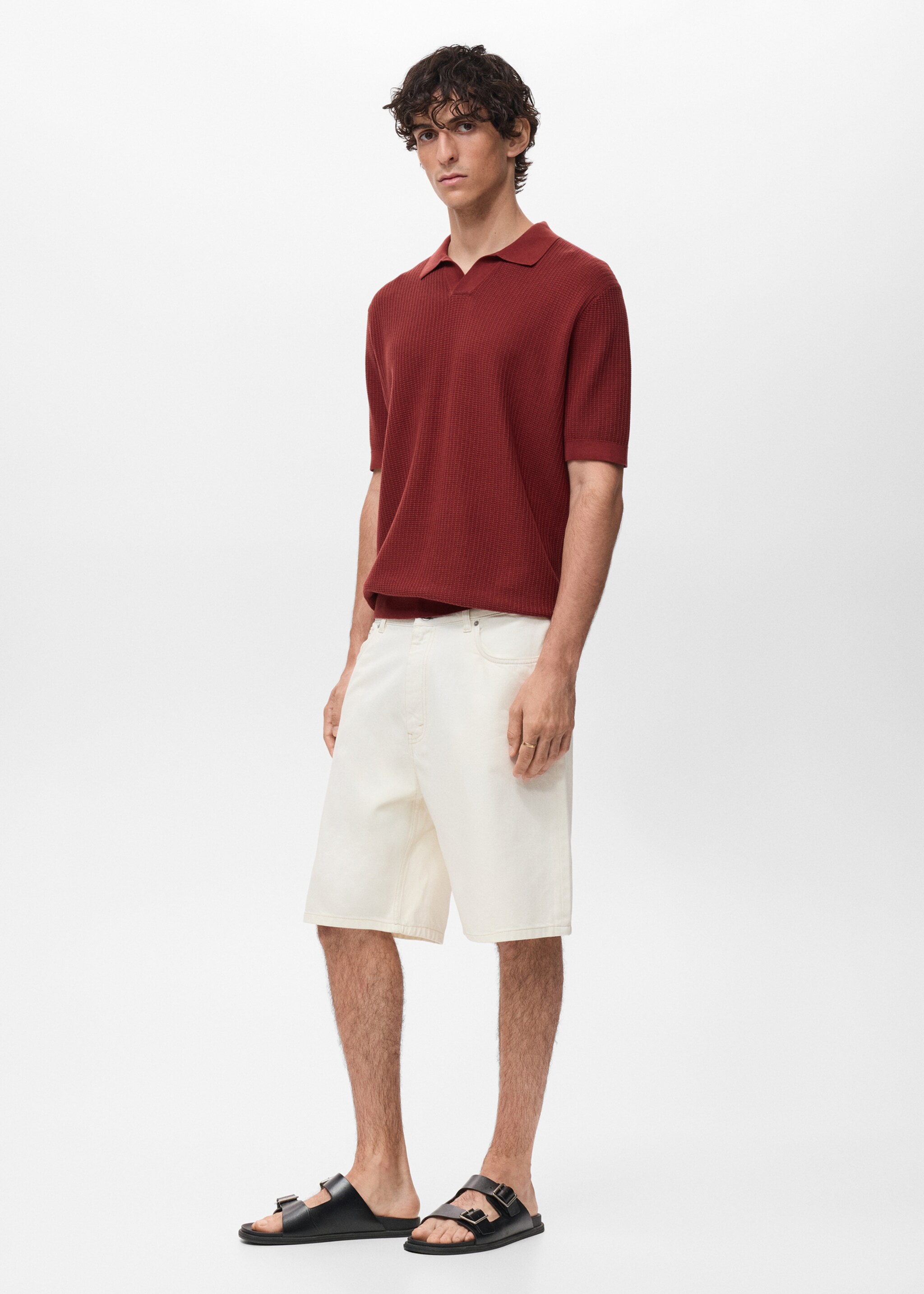Crochet cotton polo shirt - Details of the article 2