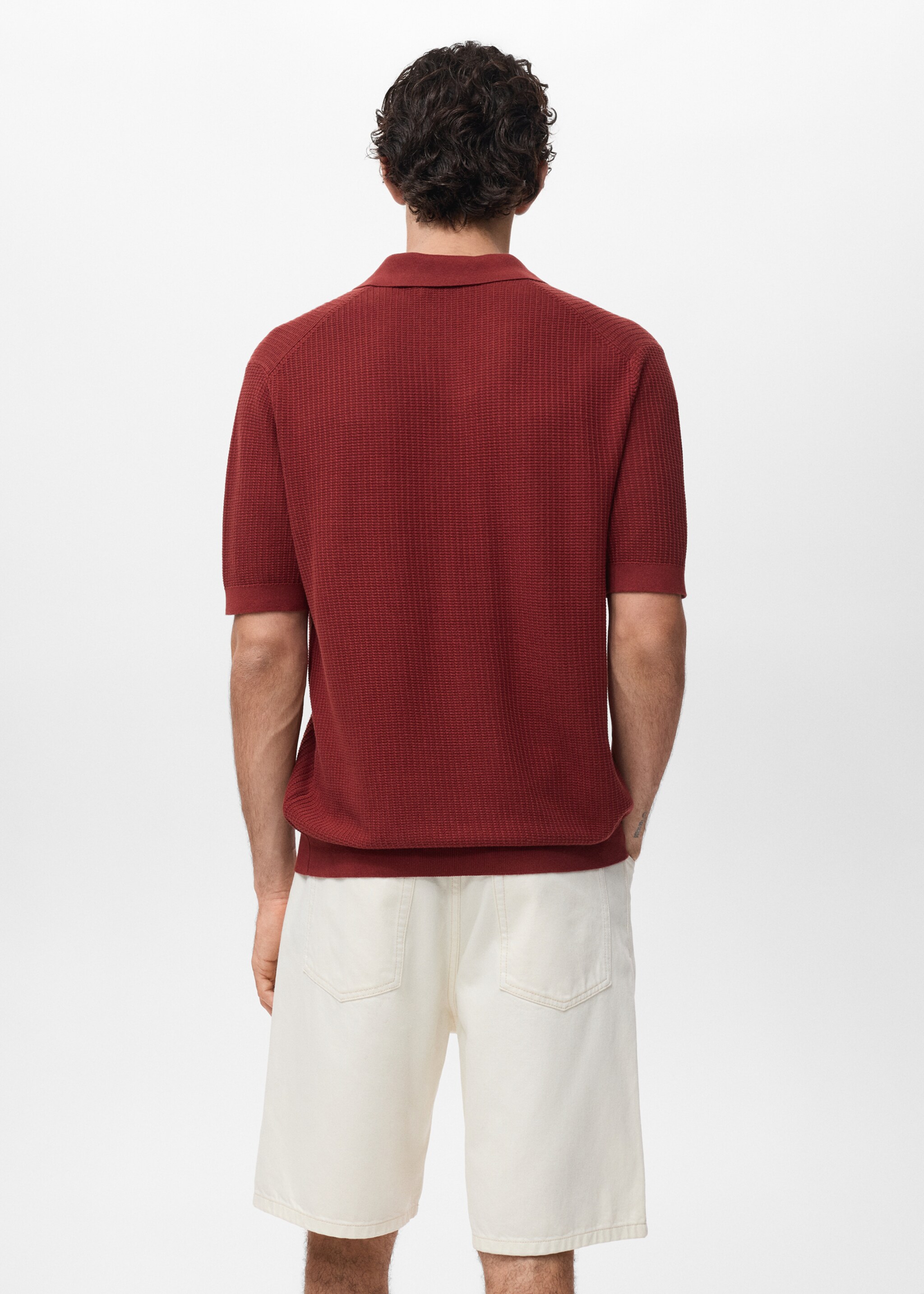Crochet cotton polo shirt - Reverse of the article