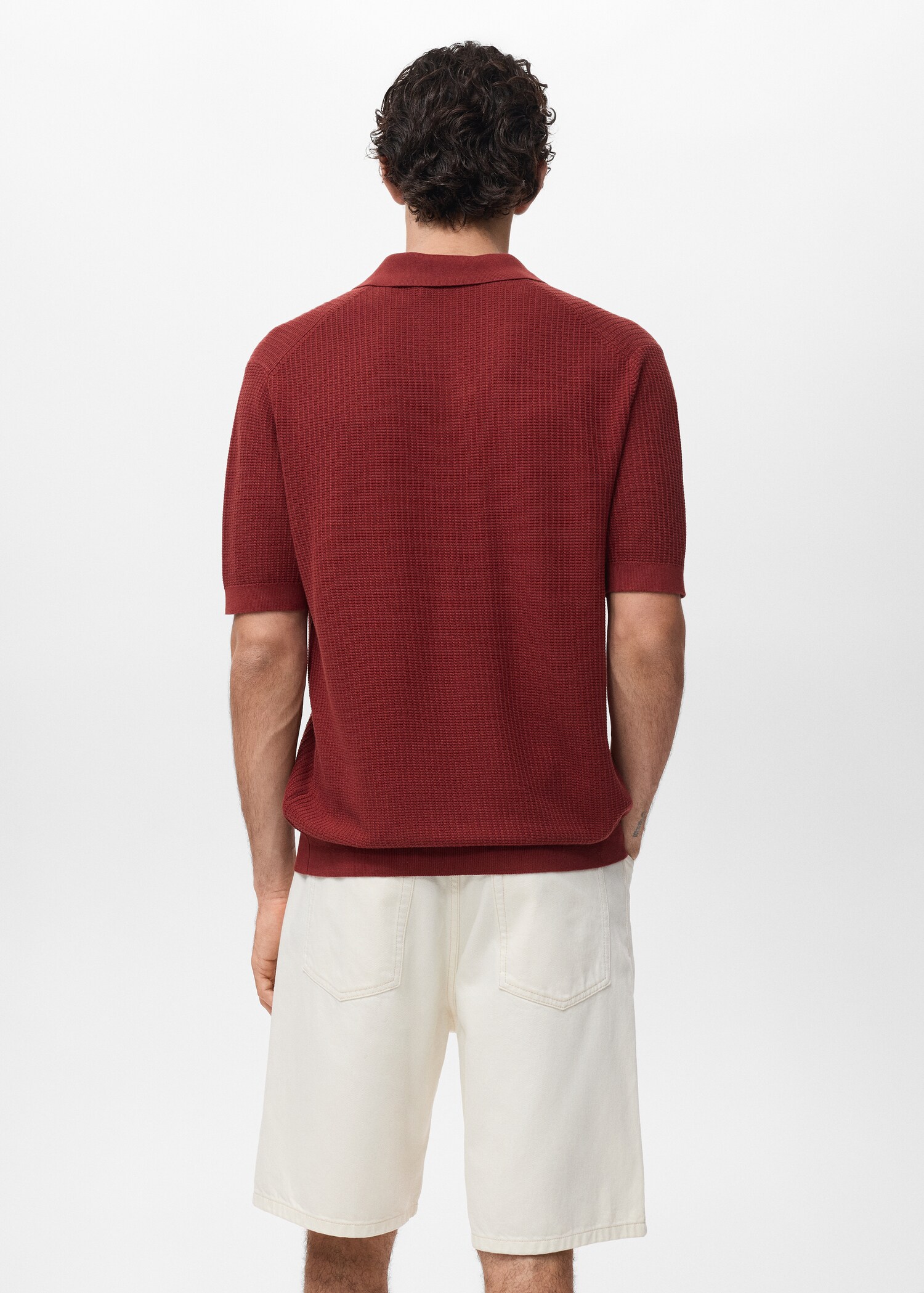 Crochet cotton polo shirt - Reverse of the article
