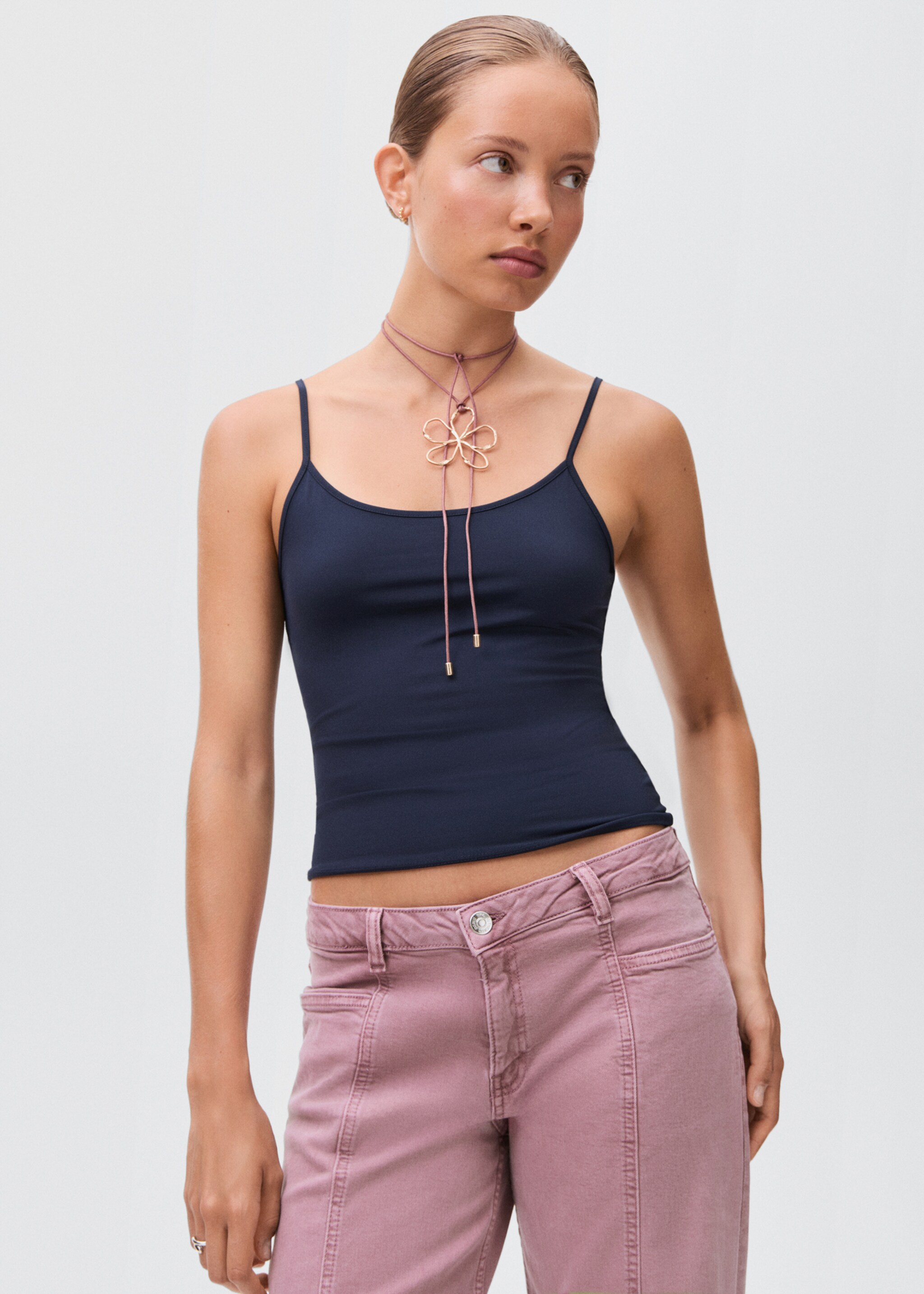 Plain strapless top - Medium plane, Navy. Ref: 17012908-00.