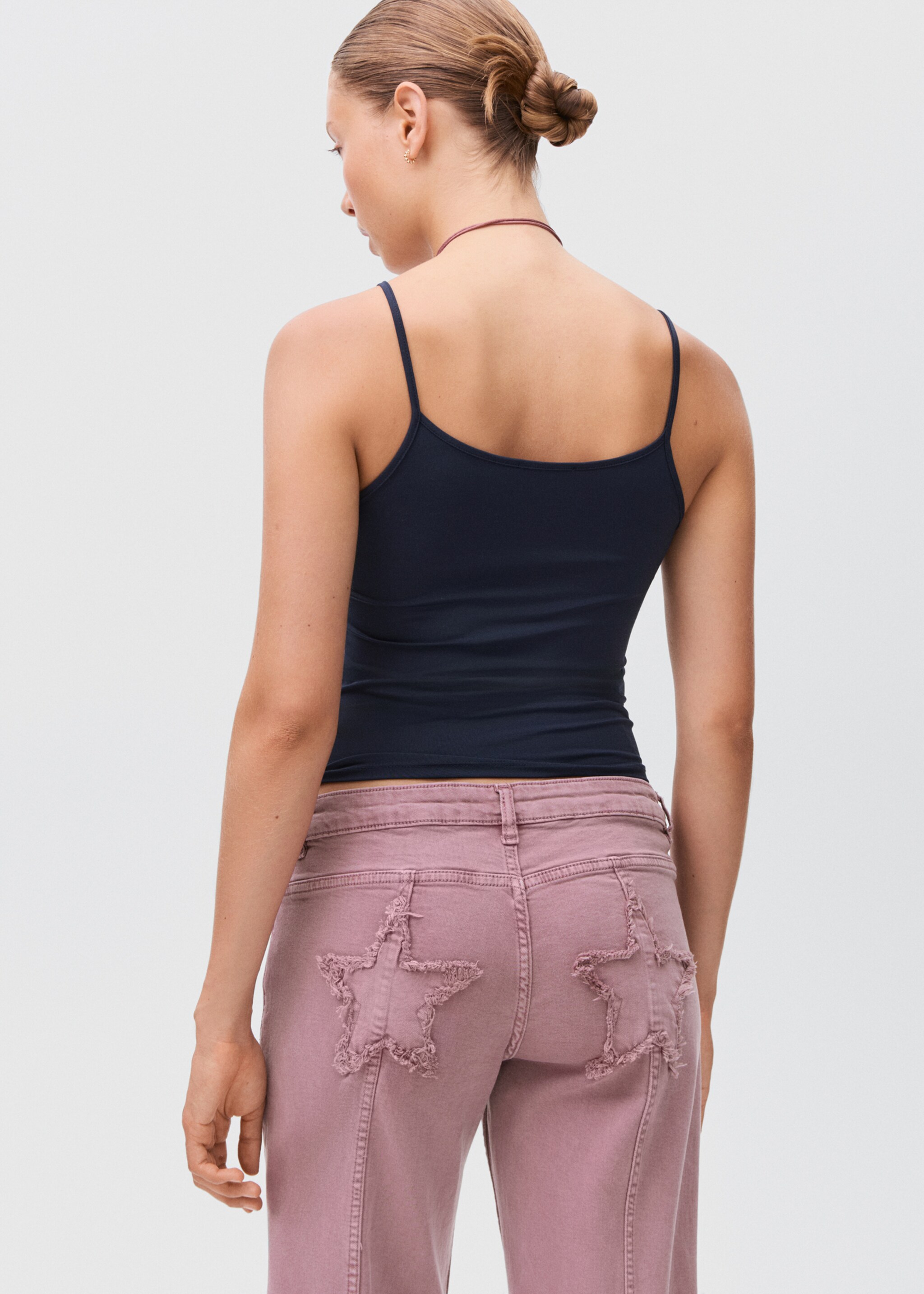 Plain strapless top - Reverse of the article, Navy. Ref: 17012908-00.
