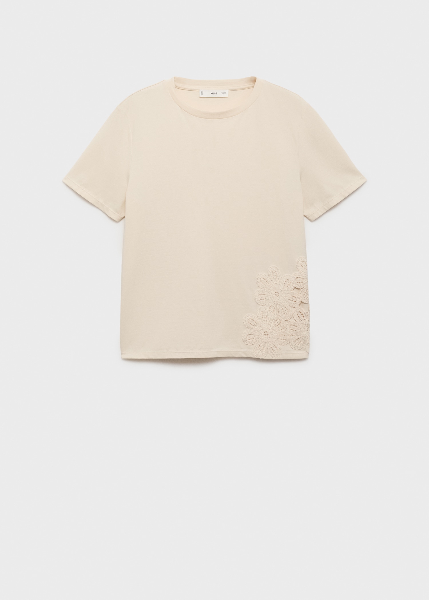 Maglietta cotone ricamo fiori - Main Image