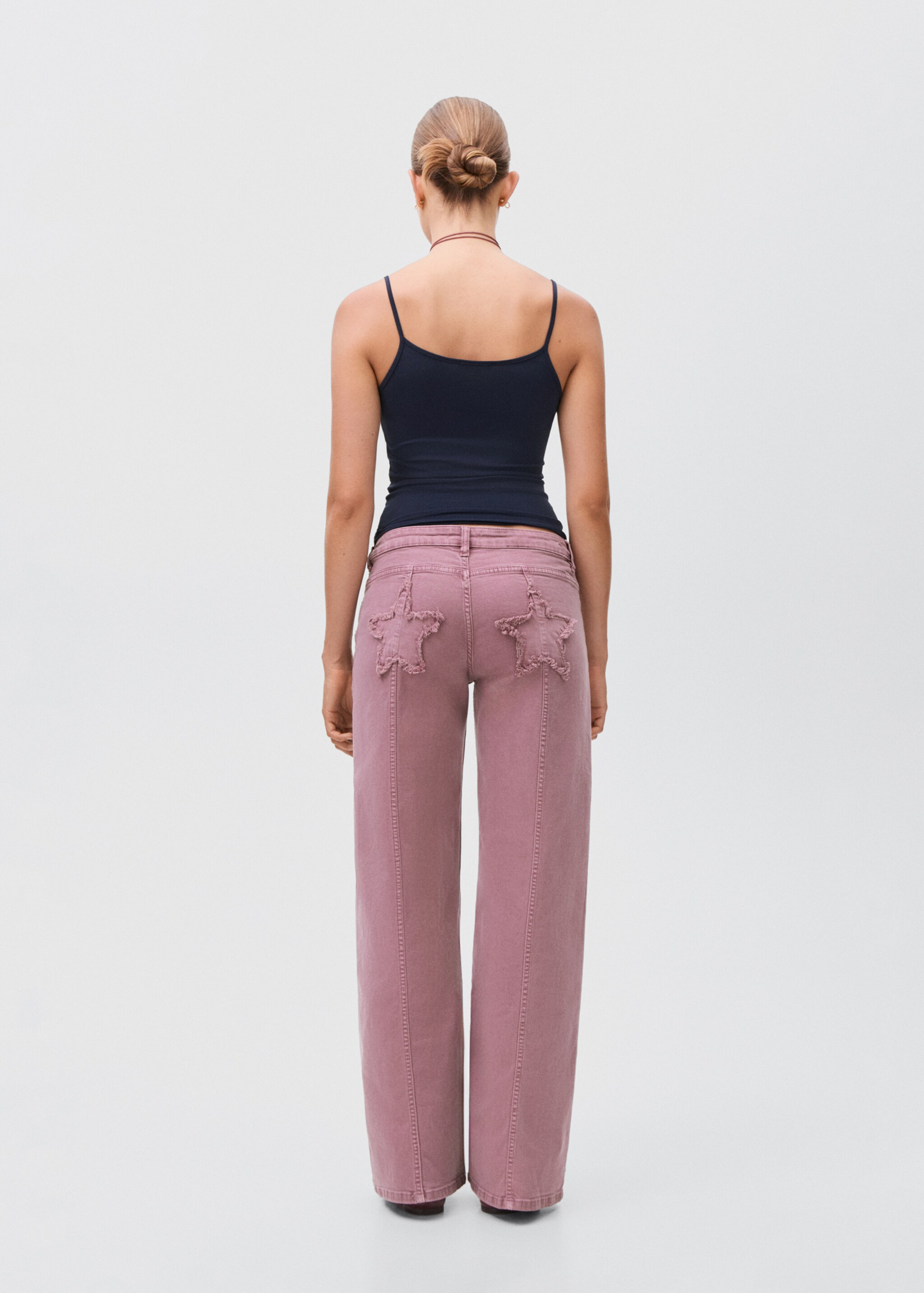 Jeans straight estrellas - Reverso del artículo, Rosa pastel. Ref: 17012917-00.