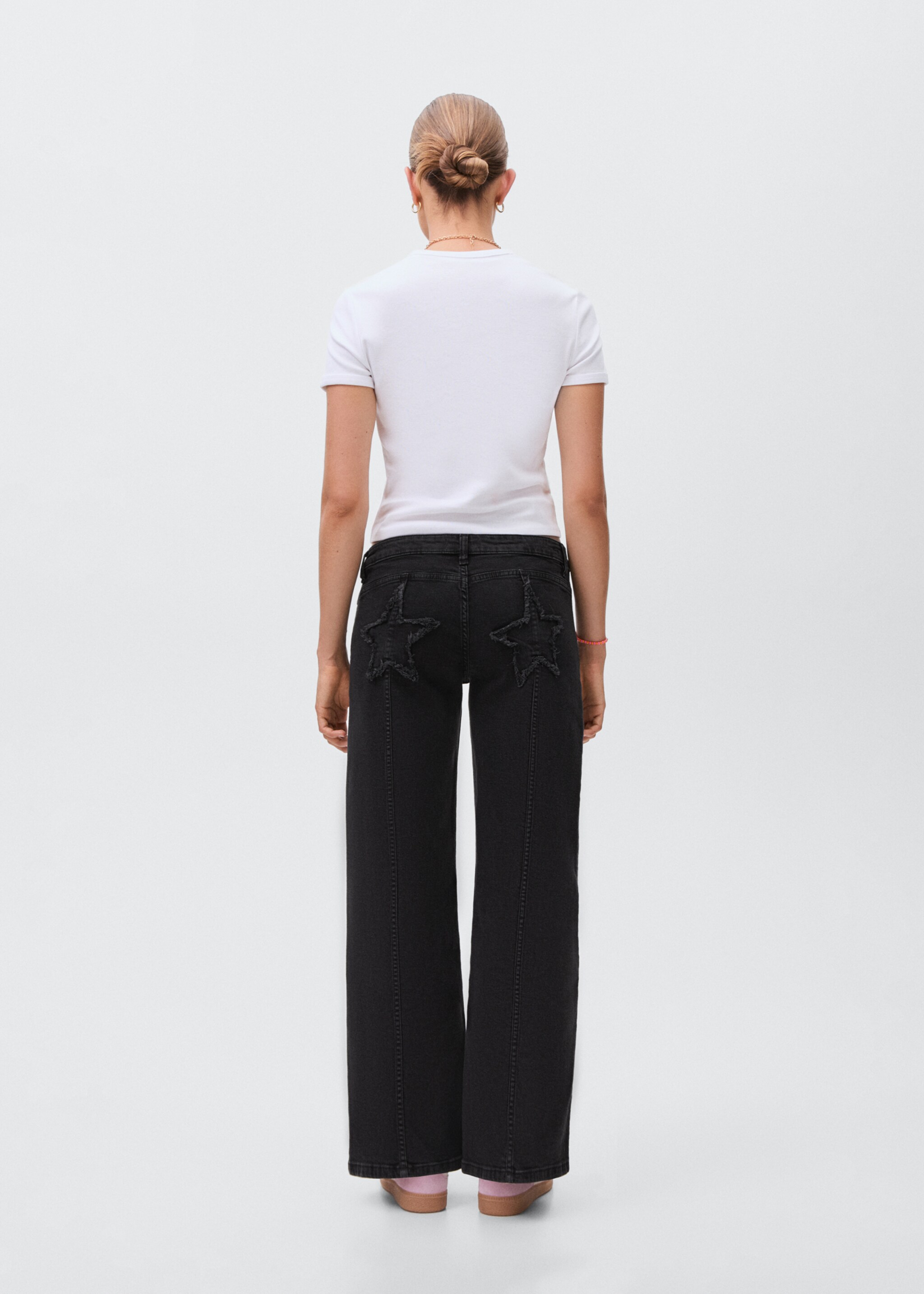 Jeans straight estrellas - Reverso del artículo, Denim negro. Ref: 17012919-00.