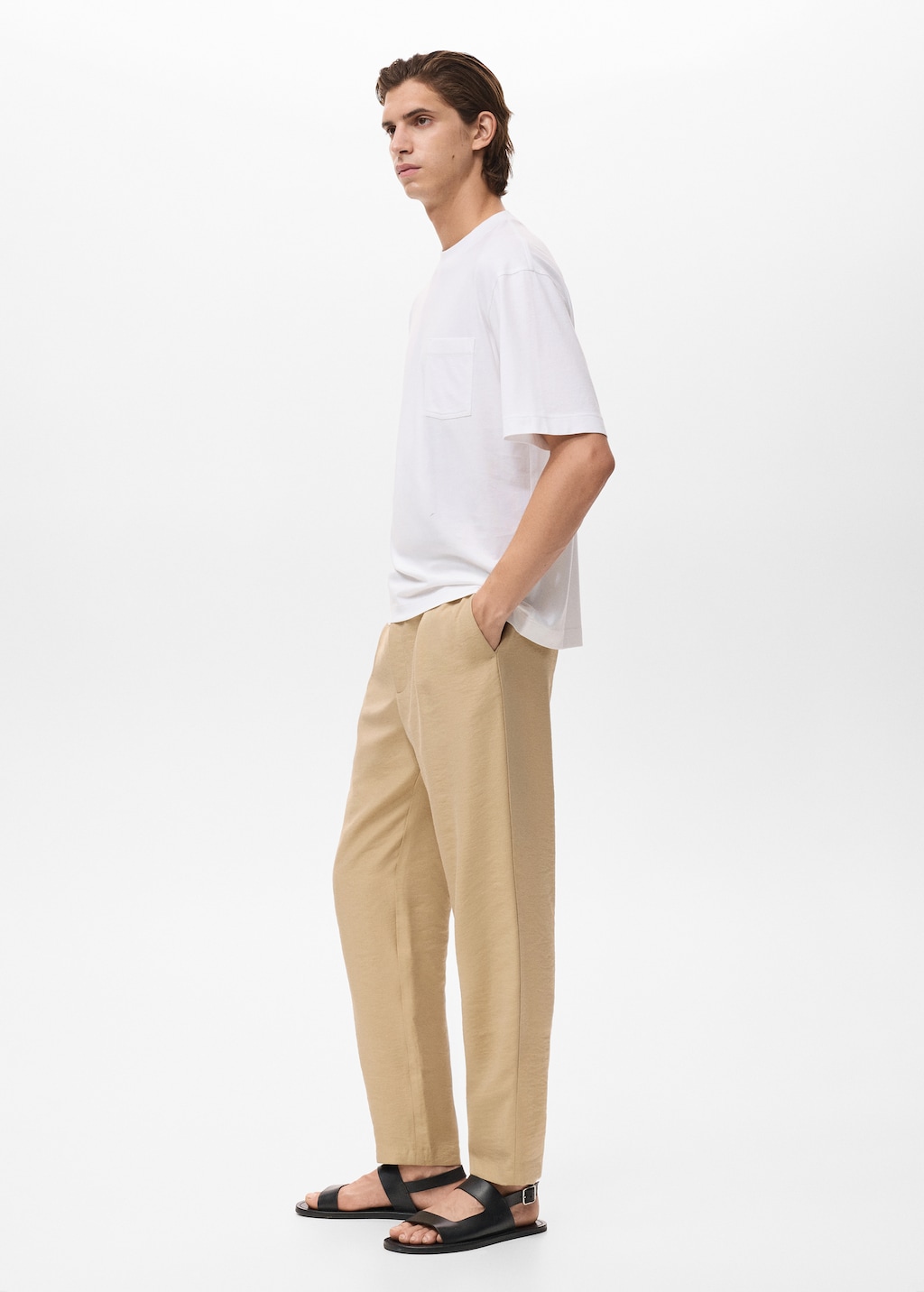 Straight-fit pleated pants