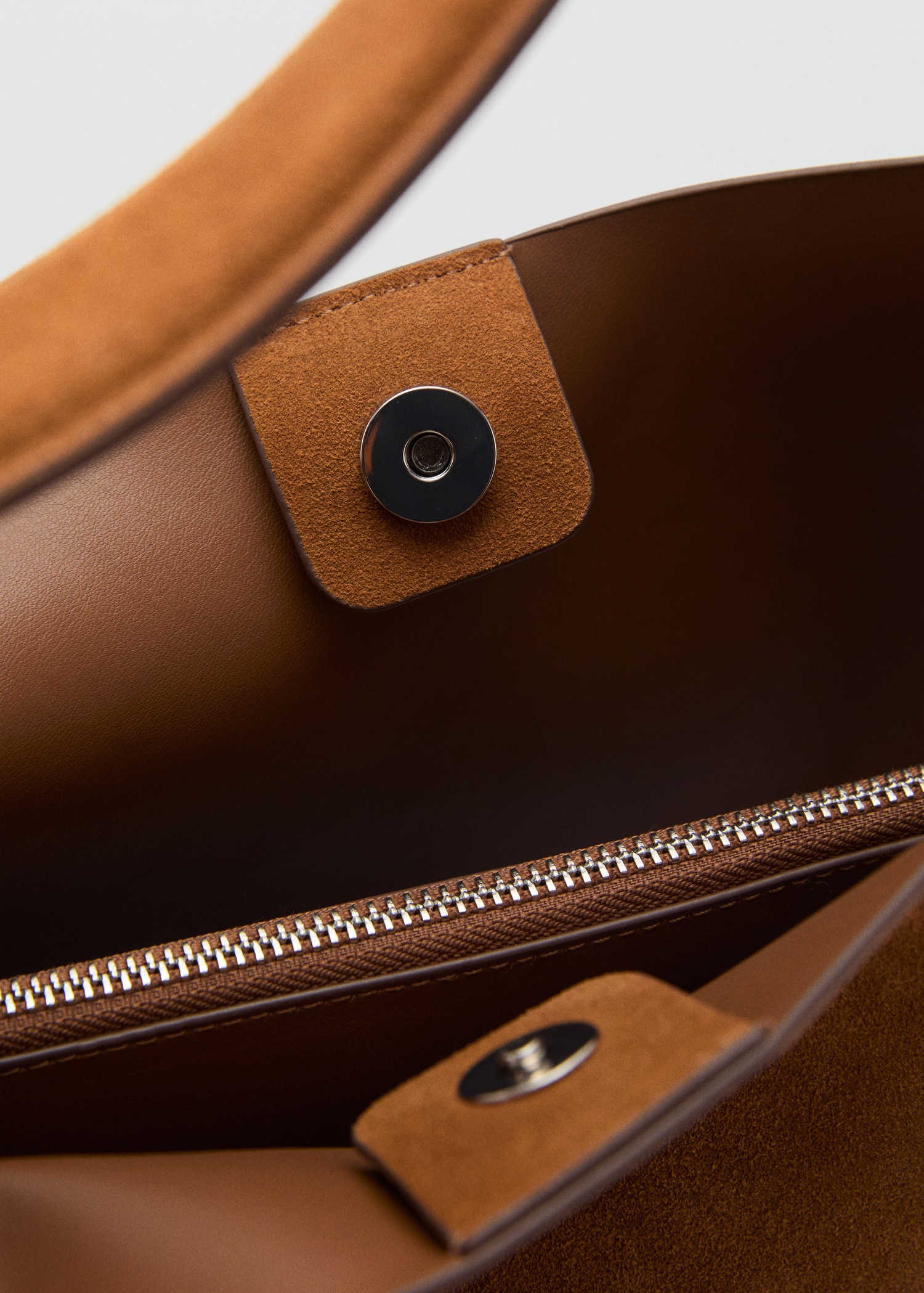 Large suede leather shopper bag MANGO India - Main Image