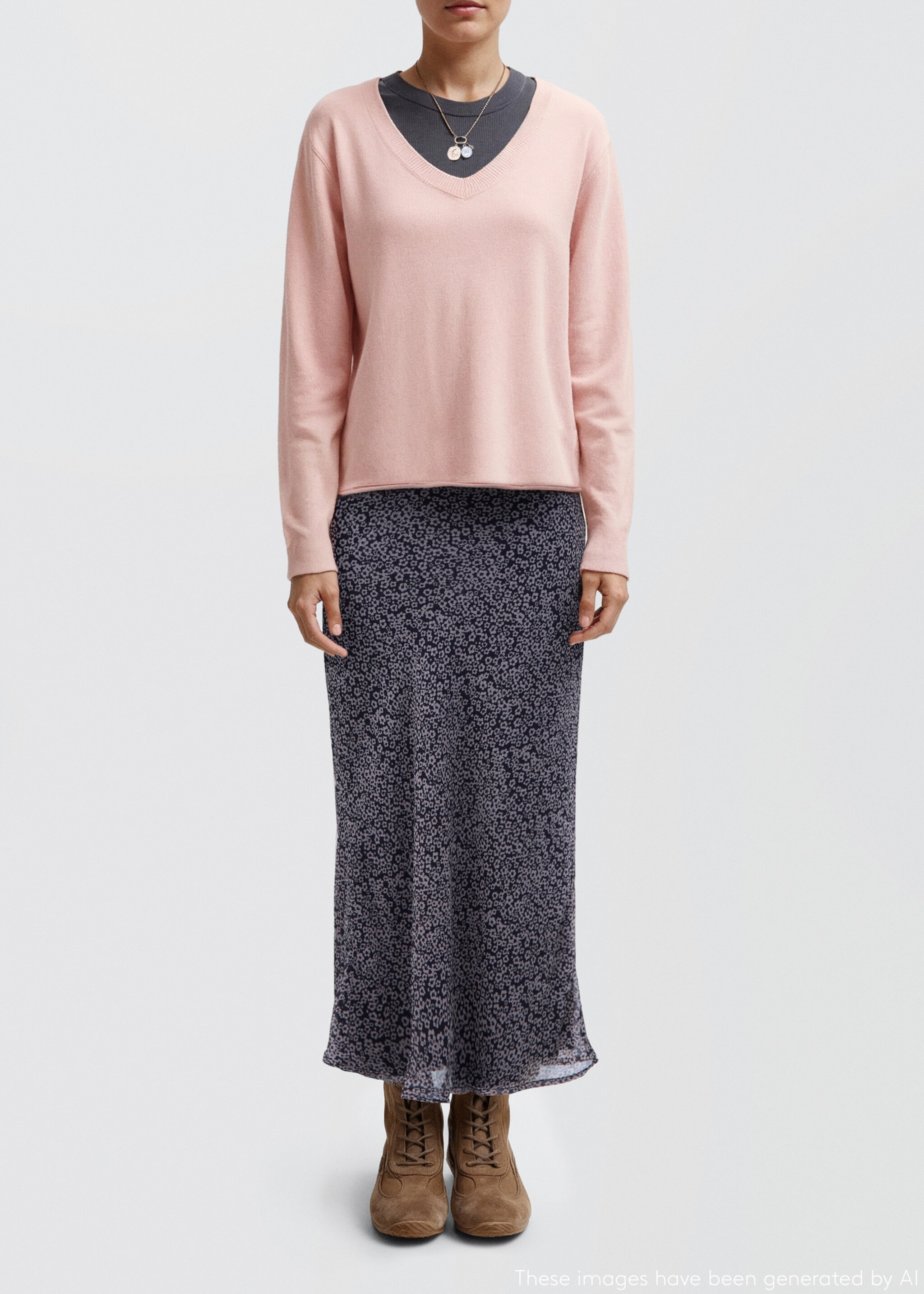 Pull en maille col en V uni - Plan moyen