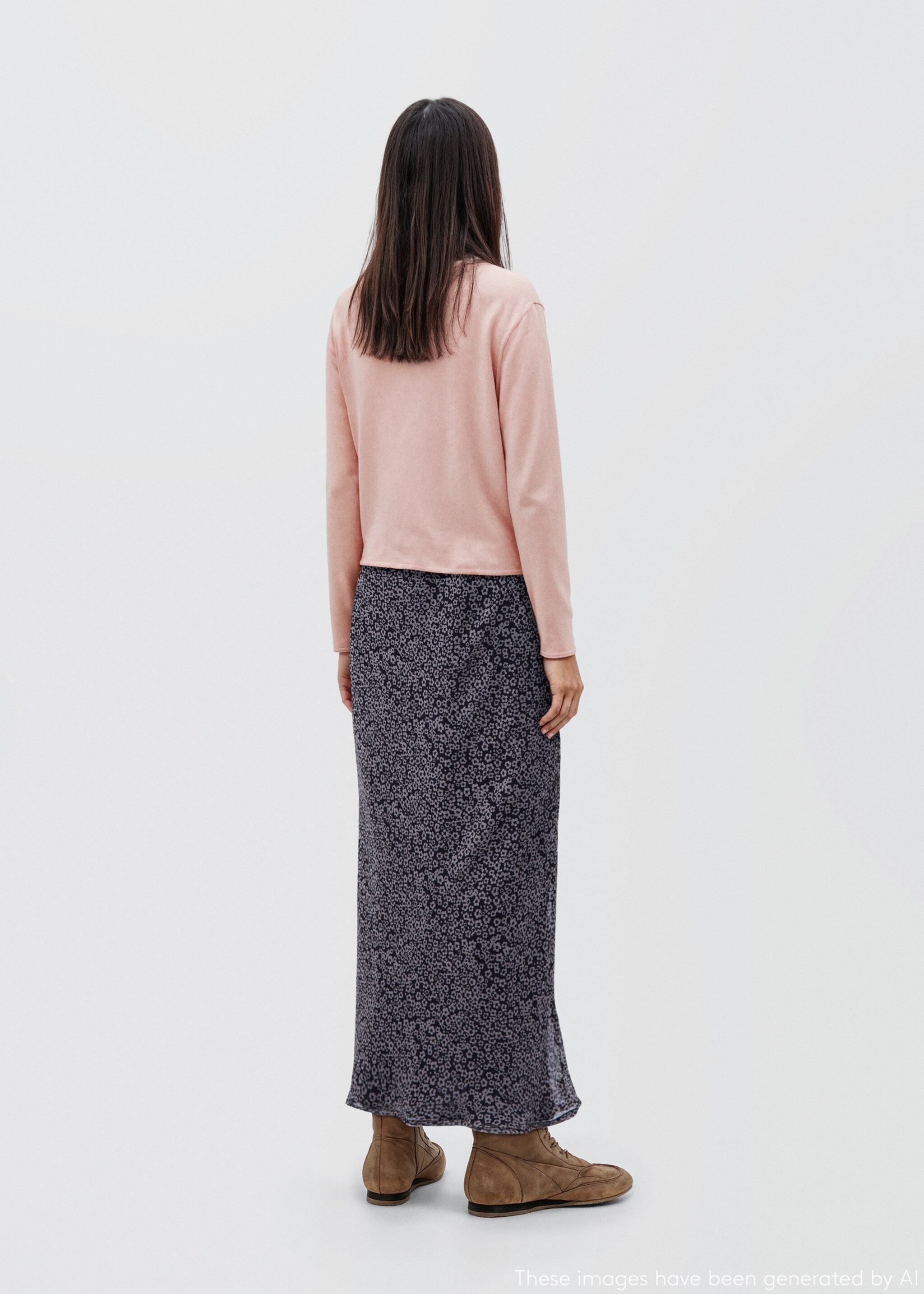 Pull en maille col en V uni - Verso de l’article