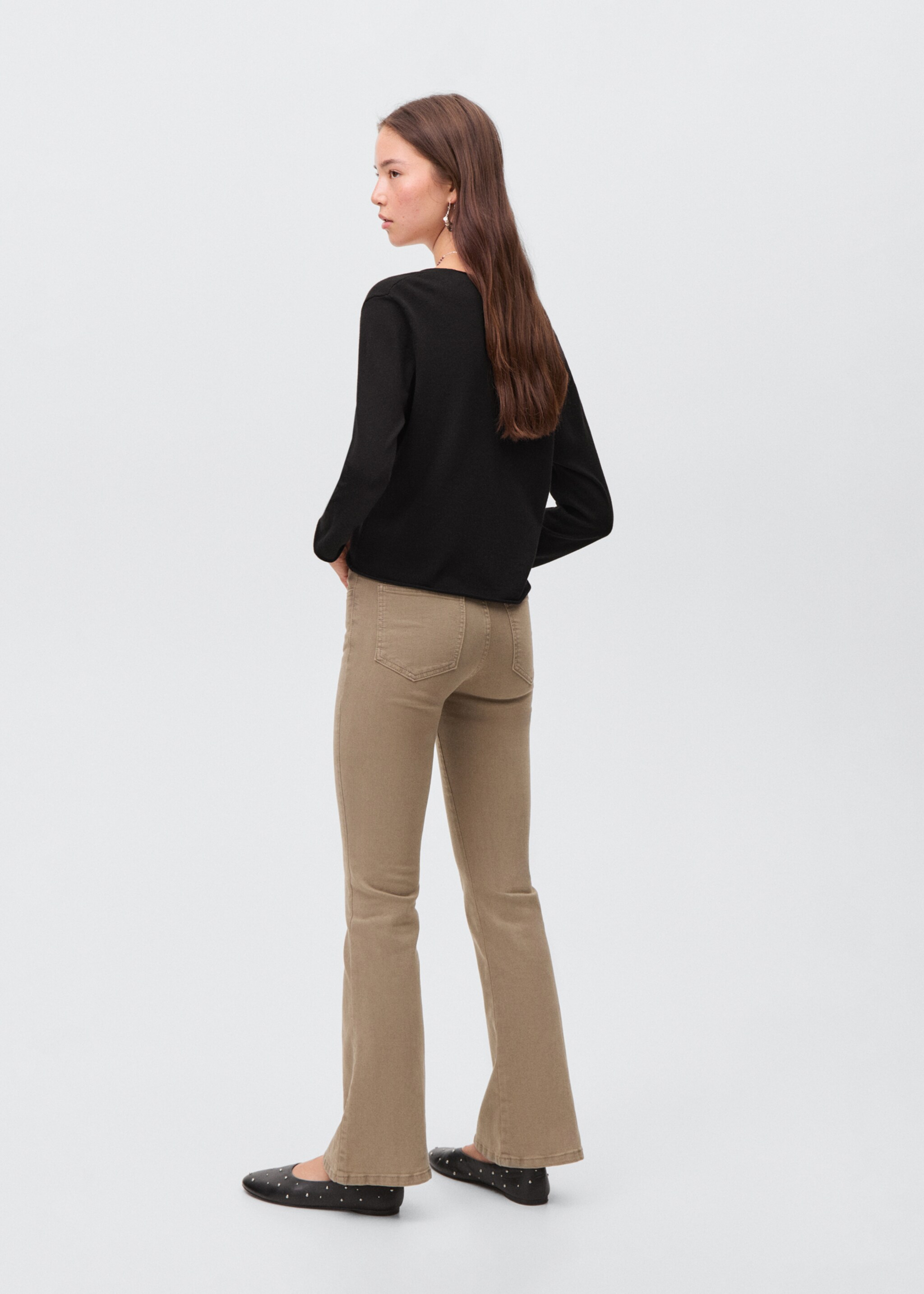 Pull en maille col en V uni - Verso de l’article