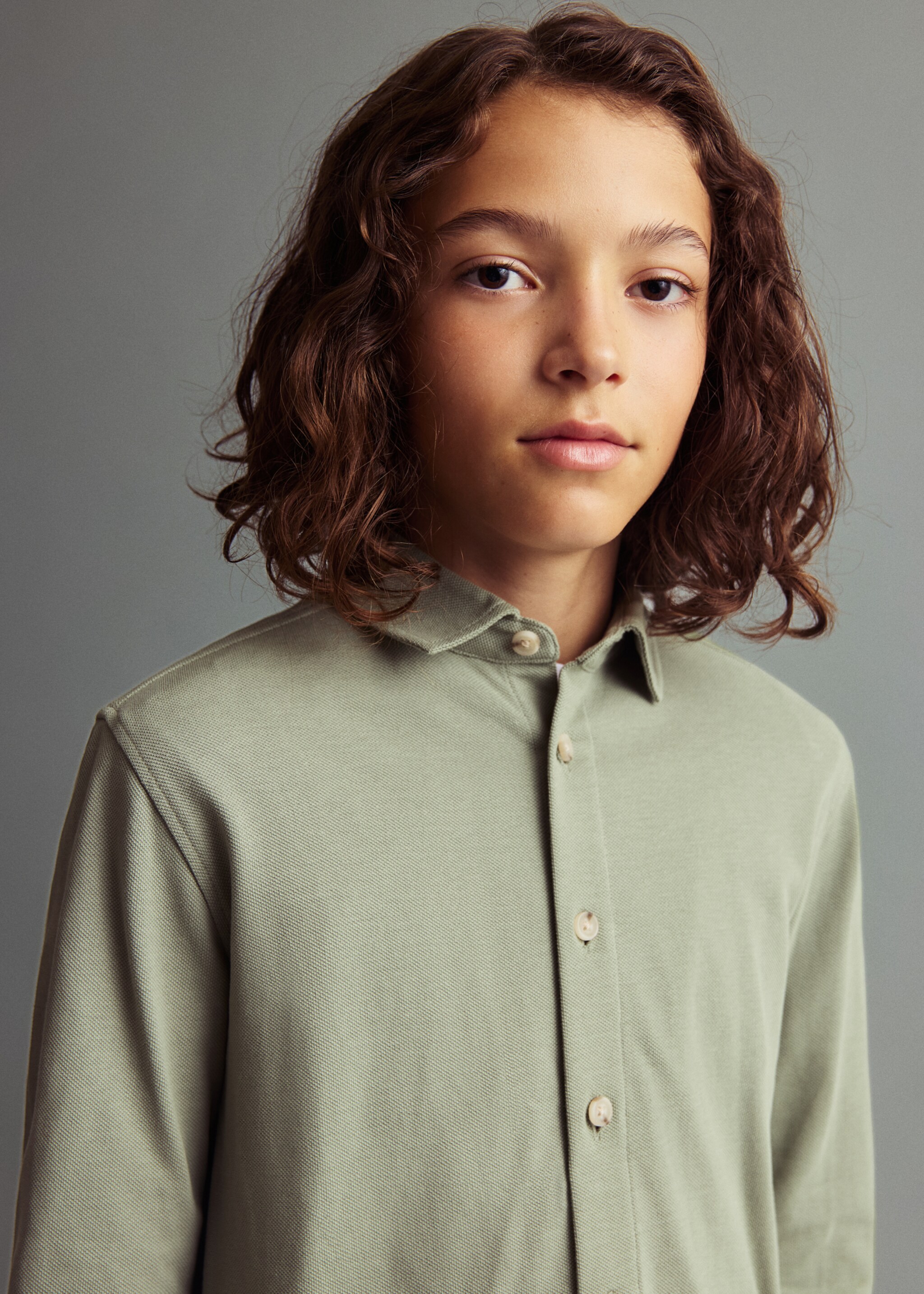 Cotton knit shirt - Medium plane, Green. Ref: 17013280-00.