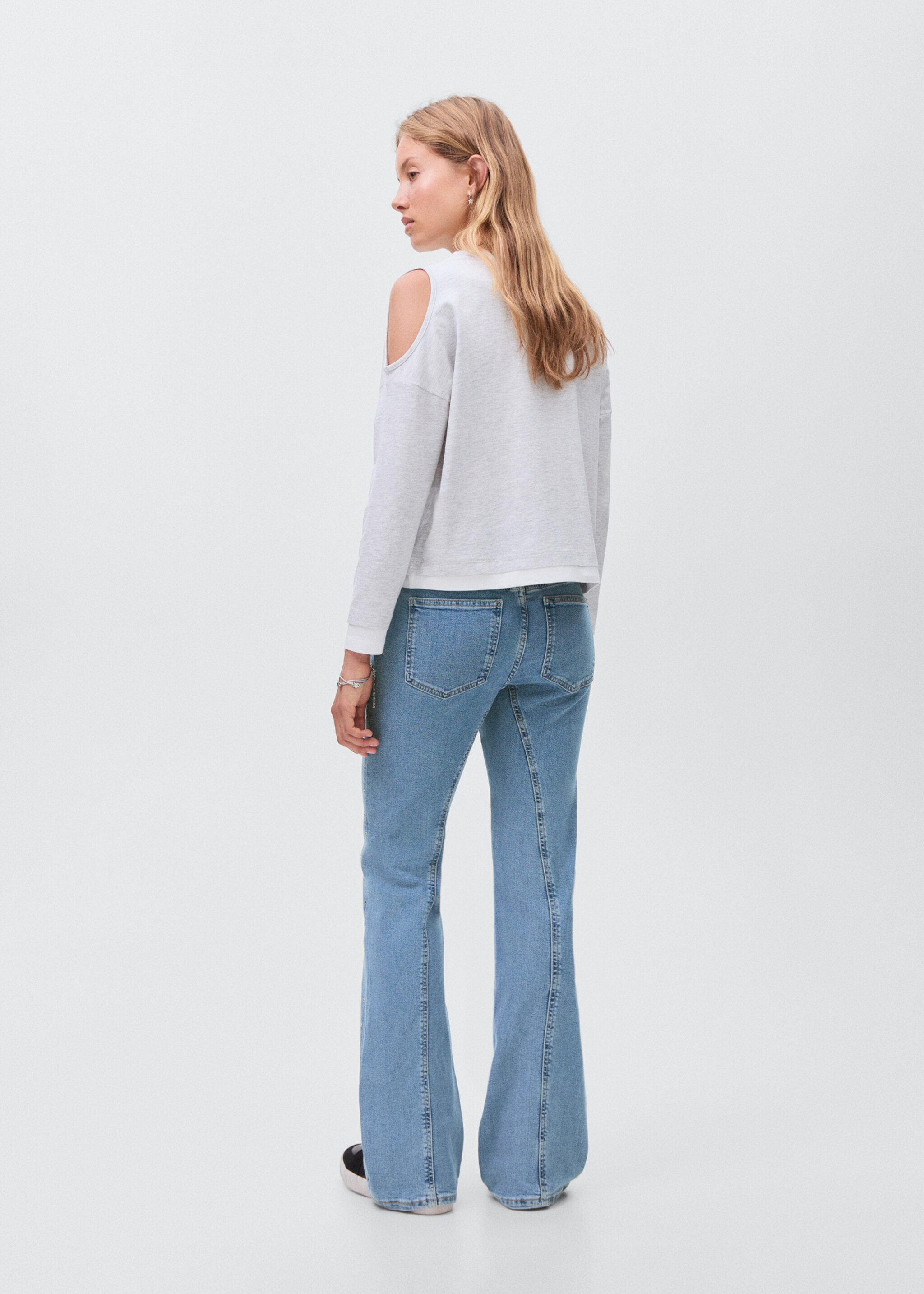 Decorative seam flared jeans - Reverse of the article, Light Blue. Ref: 17013281-00.