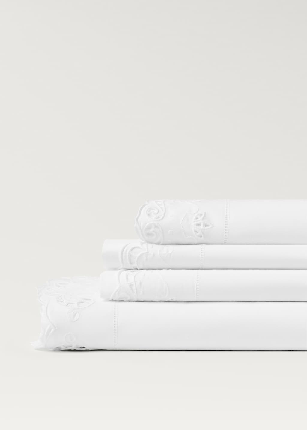 Embroidered cotton top sheet with lace embroidery for 35.4 inches bed