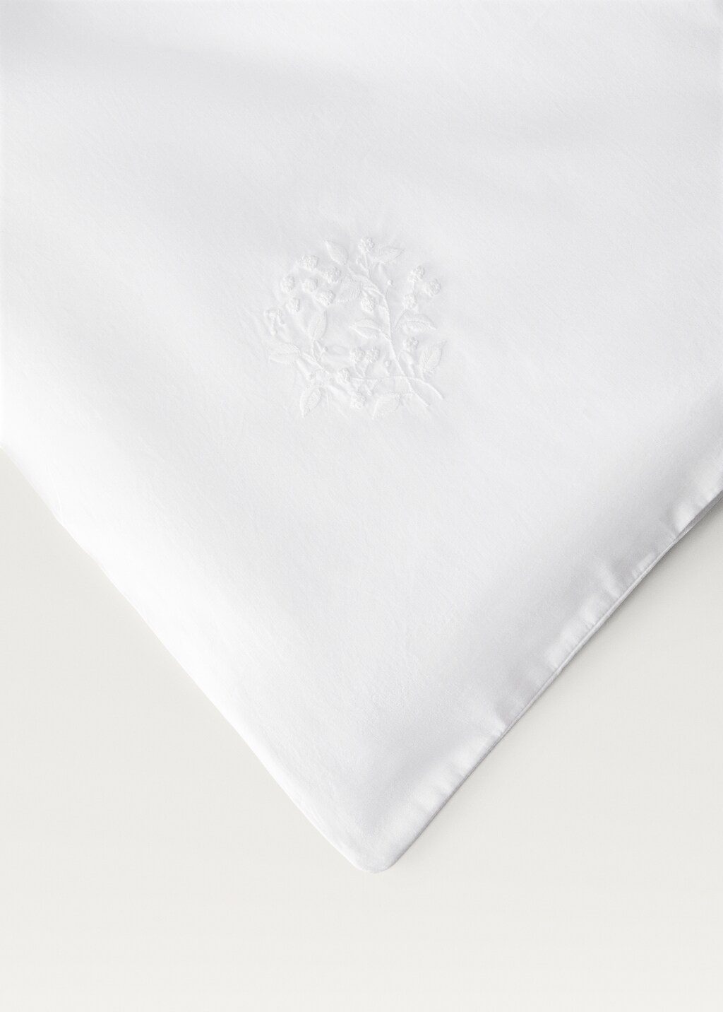 Percale cotton duvet cover with embroidered flowers for / cm bed
