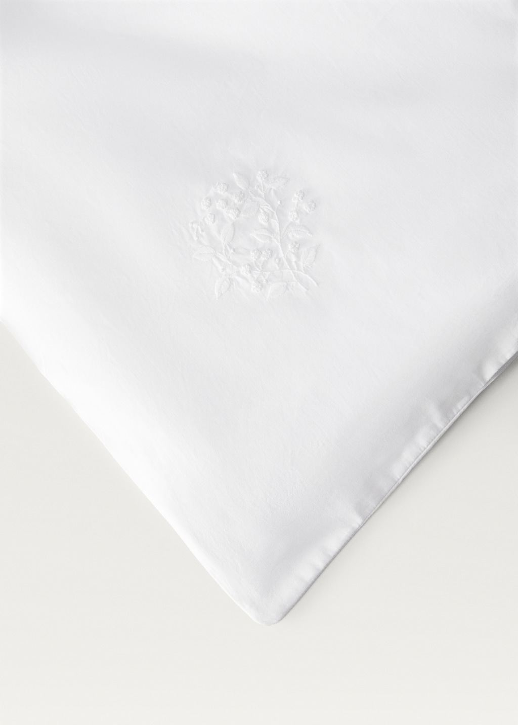 Percale cotton duvet cover with embroidered flowers for / cm bed