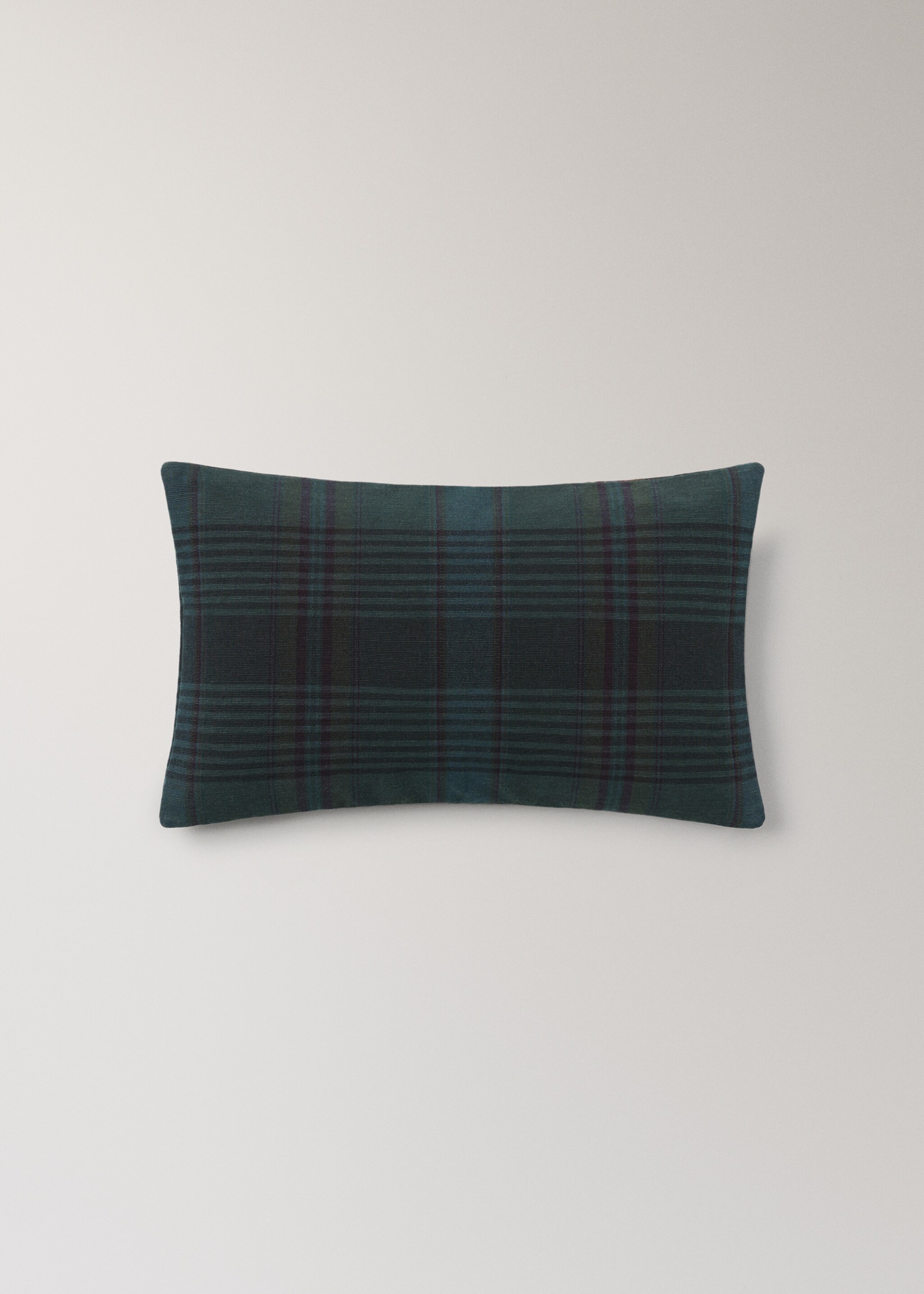 Overdyed check cushion cover 30x50cm - Article without model, Night Blue. Ref: 17013315-00.