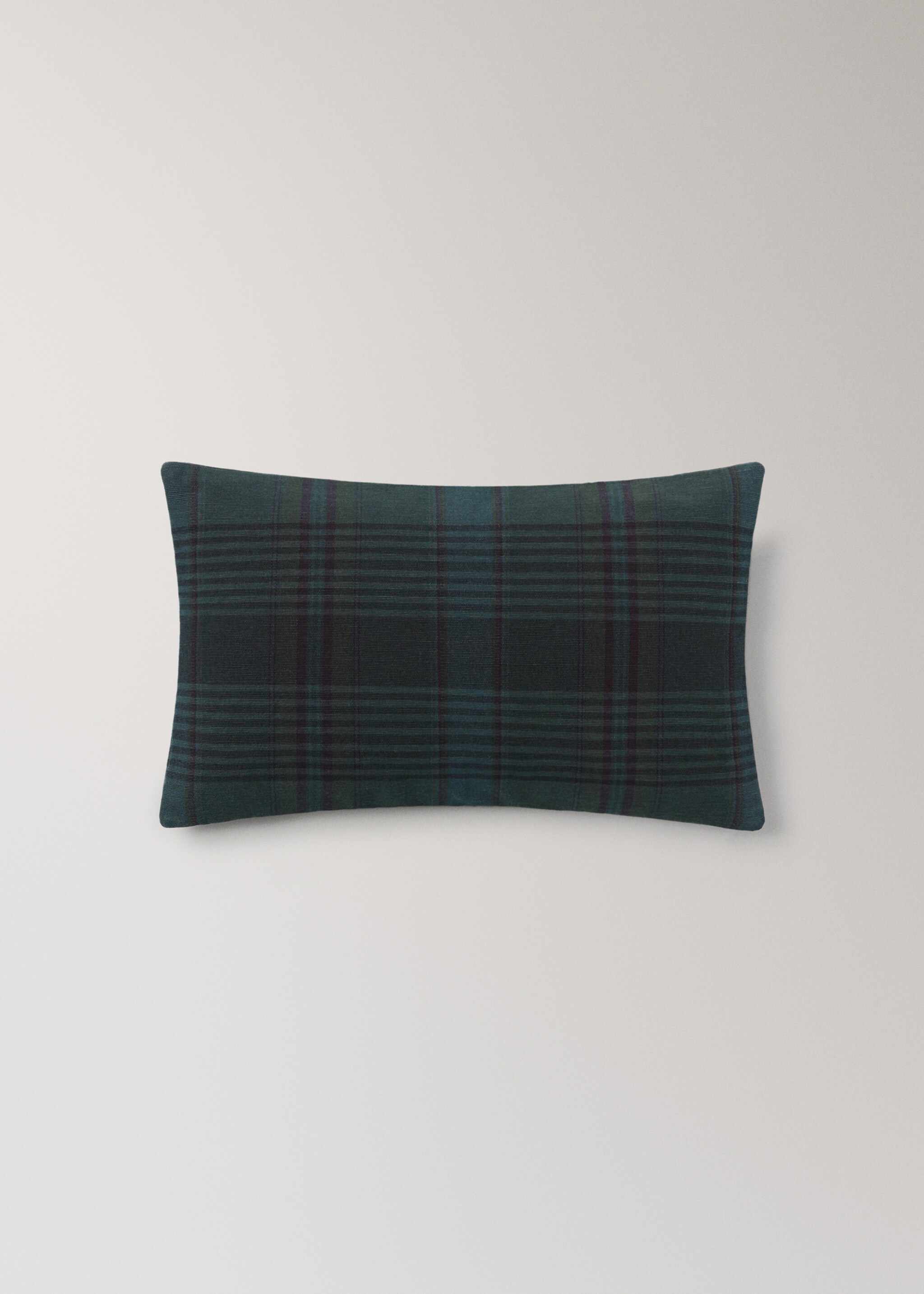 Overdyed check cushion cover 30x50cm - Details of the article 1, Night Blue. Ref: 17013315-00.
