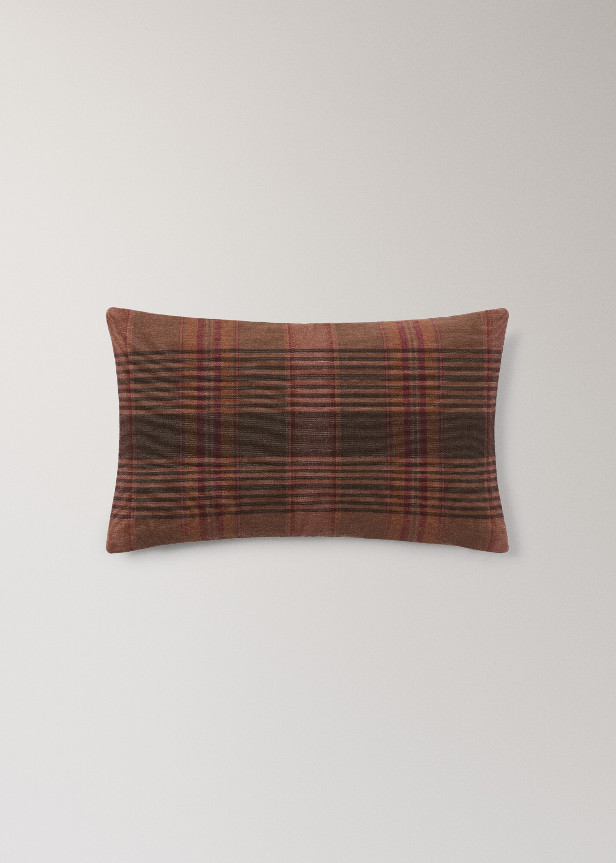 Geruite kussenhoes met overdyed kleur, 30x50cm - Artikel zonder model, Roodbruin. Ref: 17013315-00.