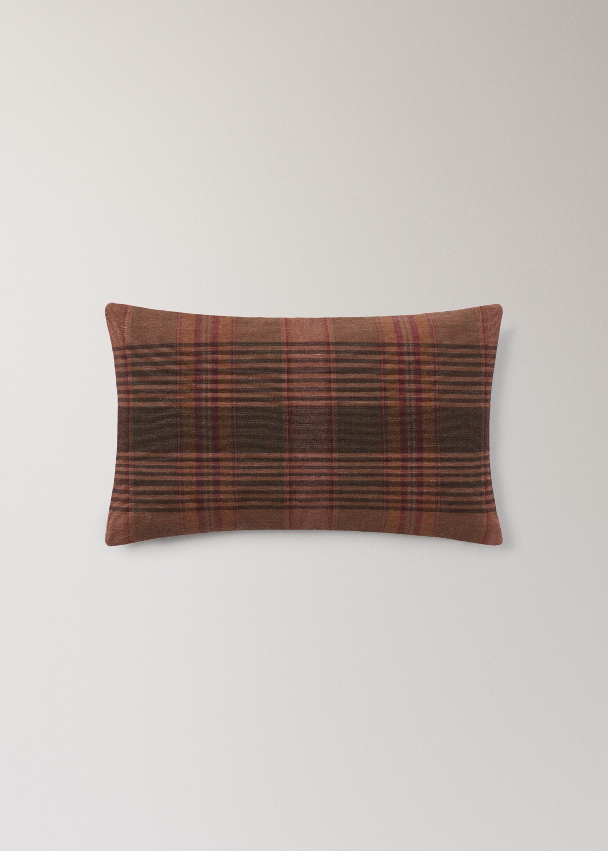 Geruite kussenhoes met overdyed kleur, 30x50cm - Detail van het artikel 1, Roodbruin. Ref: 17013315-00.