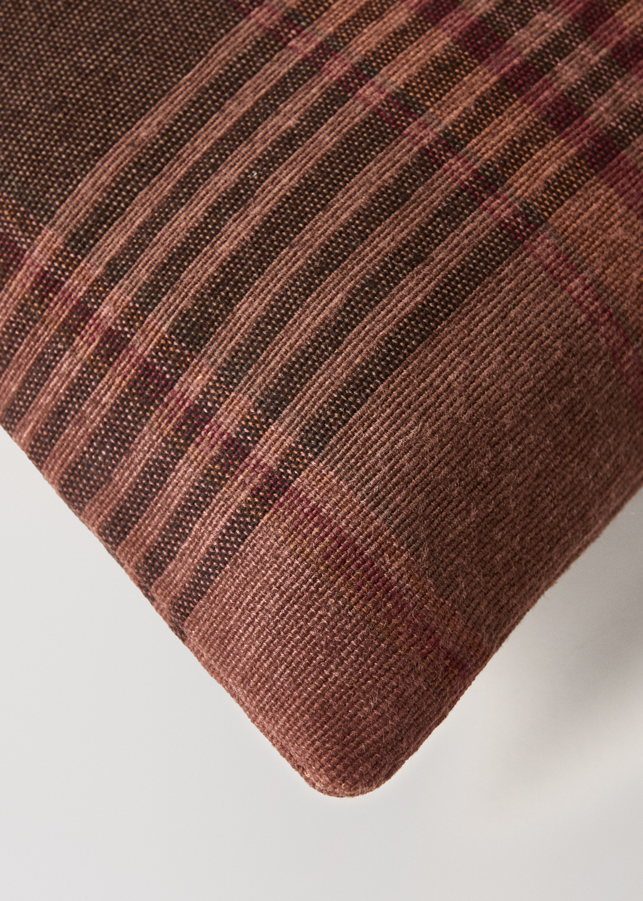 Geruite kussenhoes met overdyed kleur, 30x50cm - Detail van het artikel 3, Roodbruin. Ref: 17013315-00.