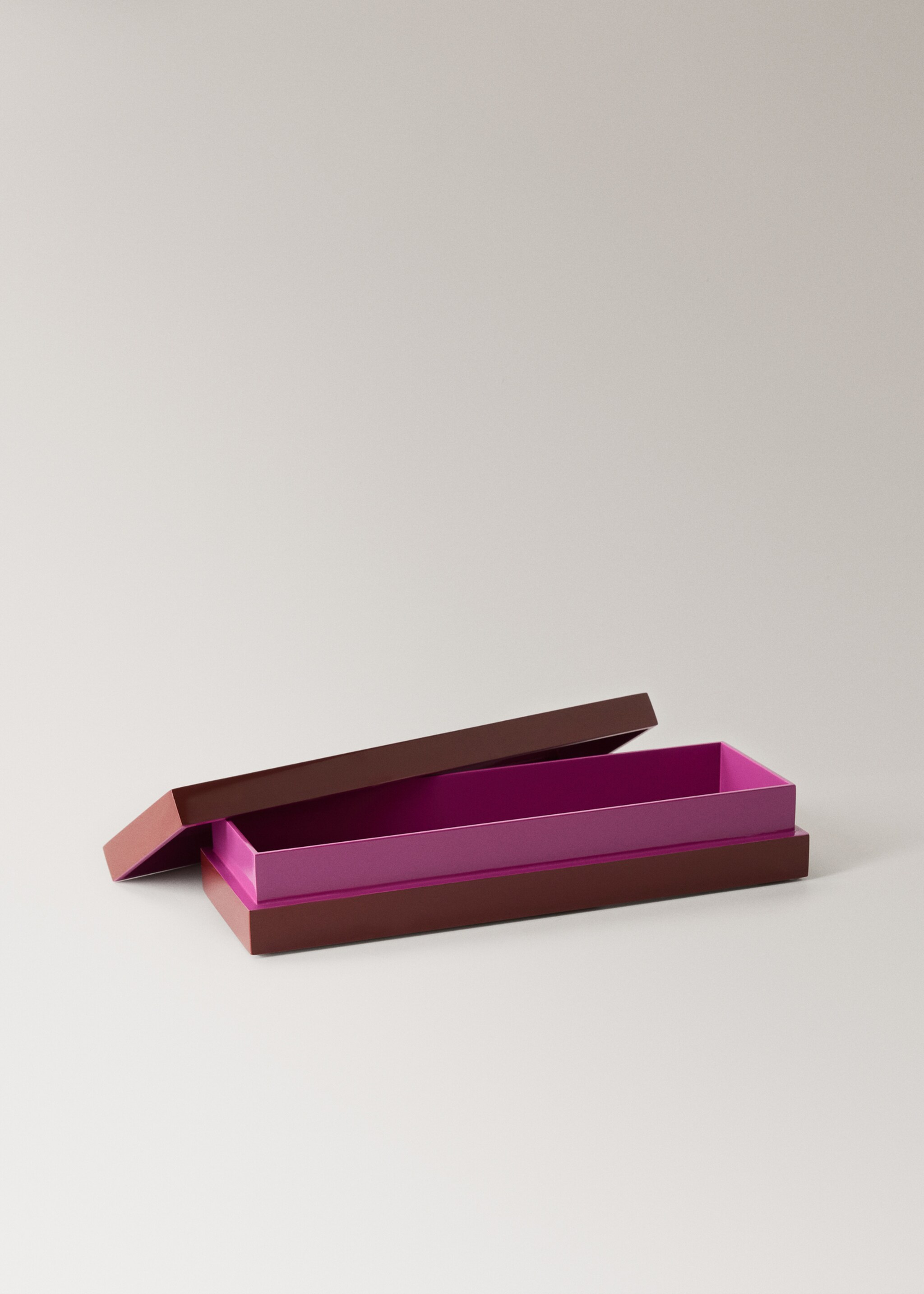 Rectangular two-tone lacquered box - Details of the article 1, Brown. Ref: 17013322-00.
