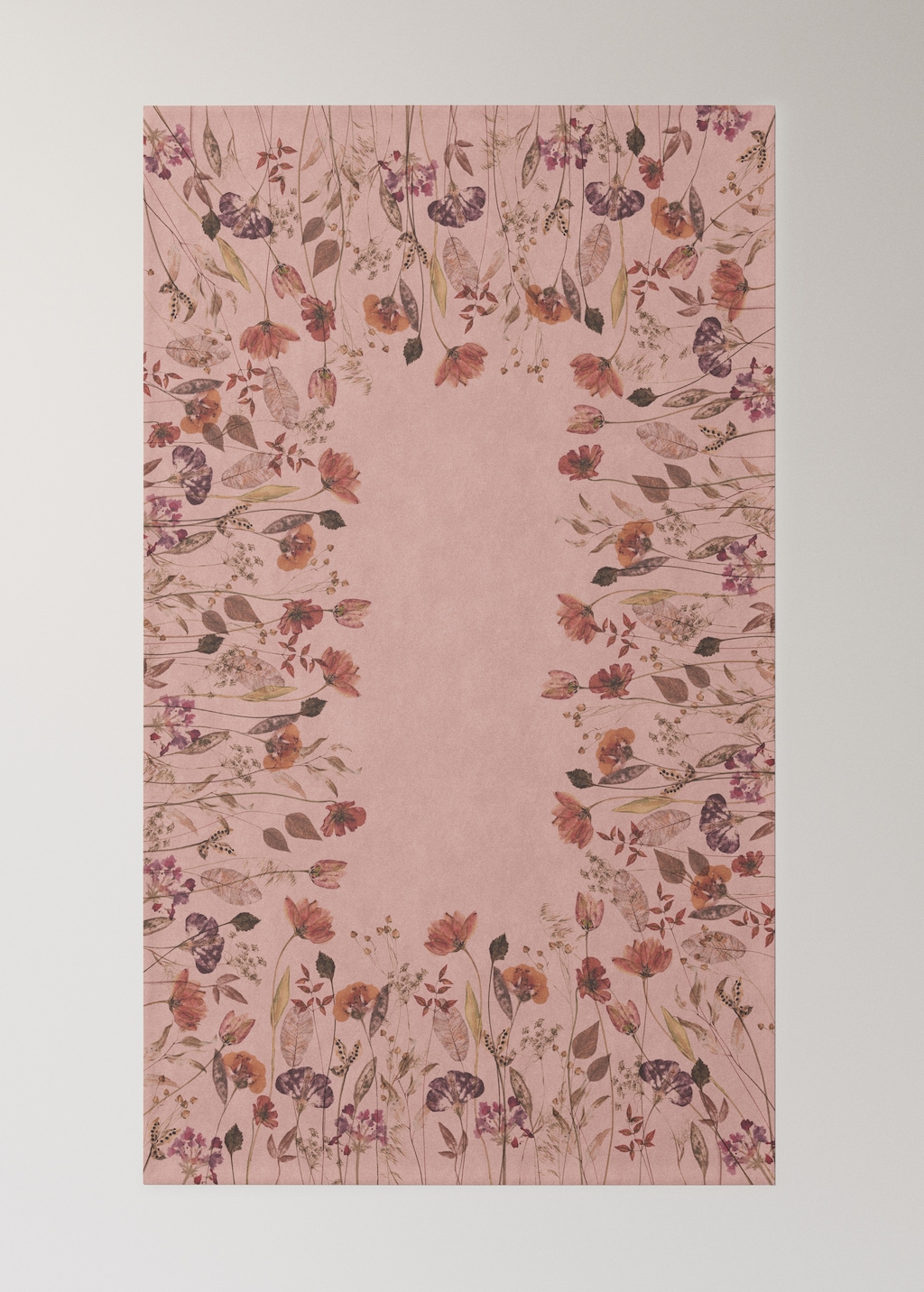 Cotton linen tablecloth with coloured flowers