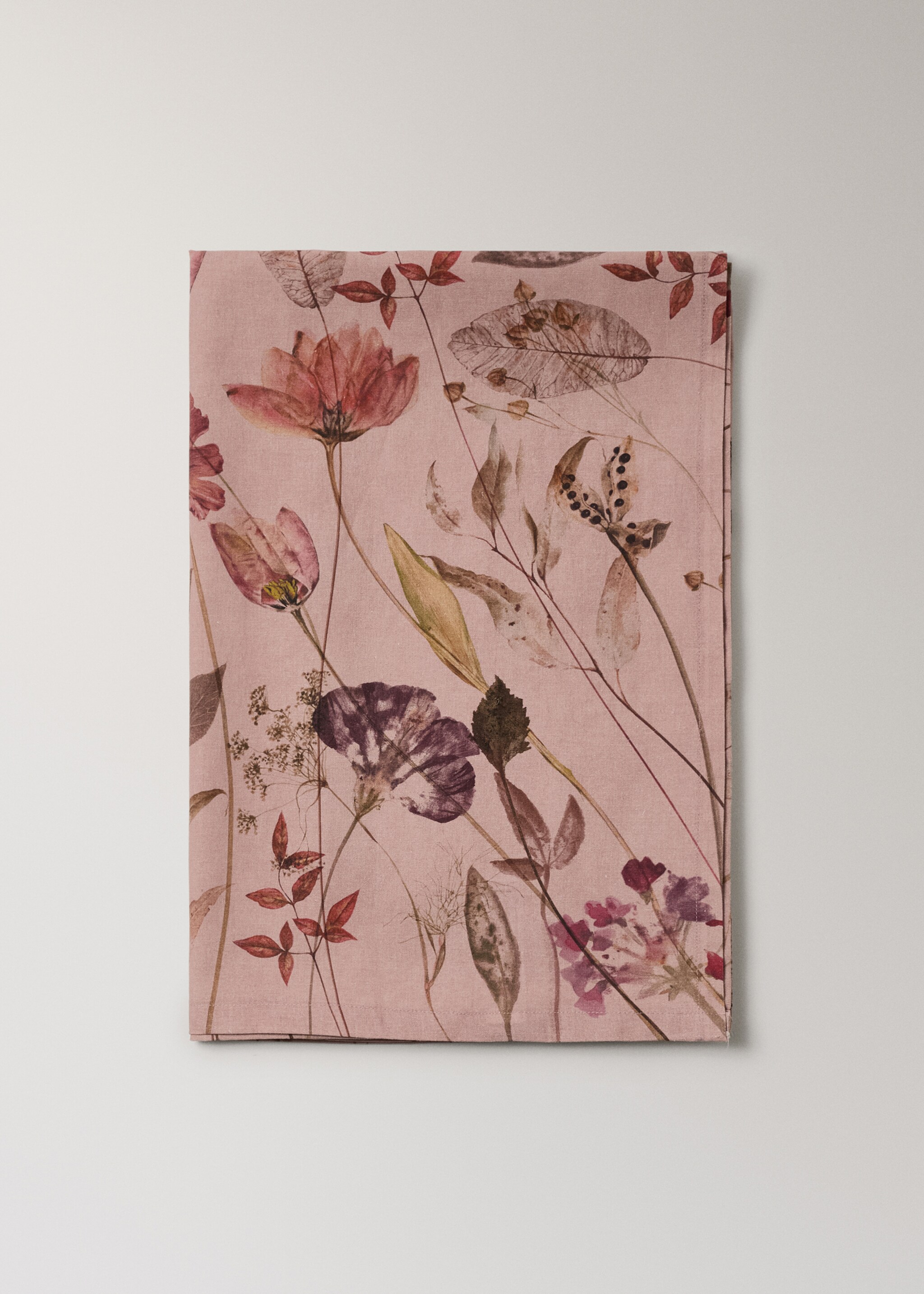 Color flowers cotton linen tablecloth 6 to 8 diners - Article without model, Cherry. Ref: 17013335-00.