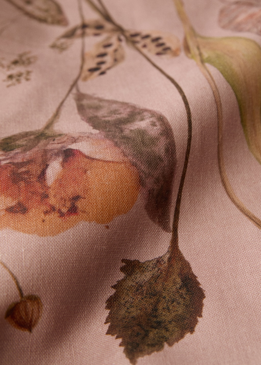 Cotton linen floral-print tablecloth for 10 diners