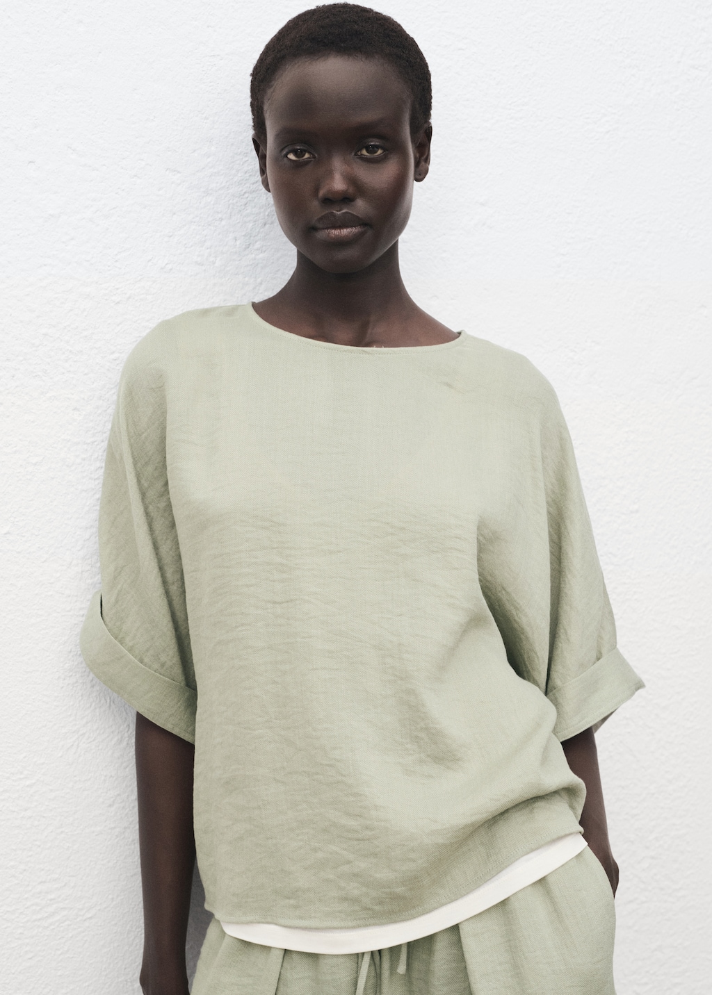 Oversized blouse with turn-up sleeves