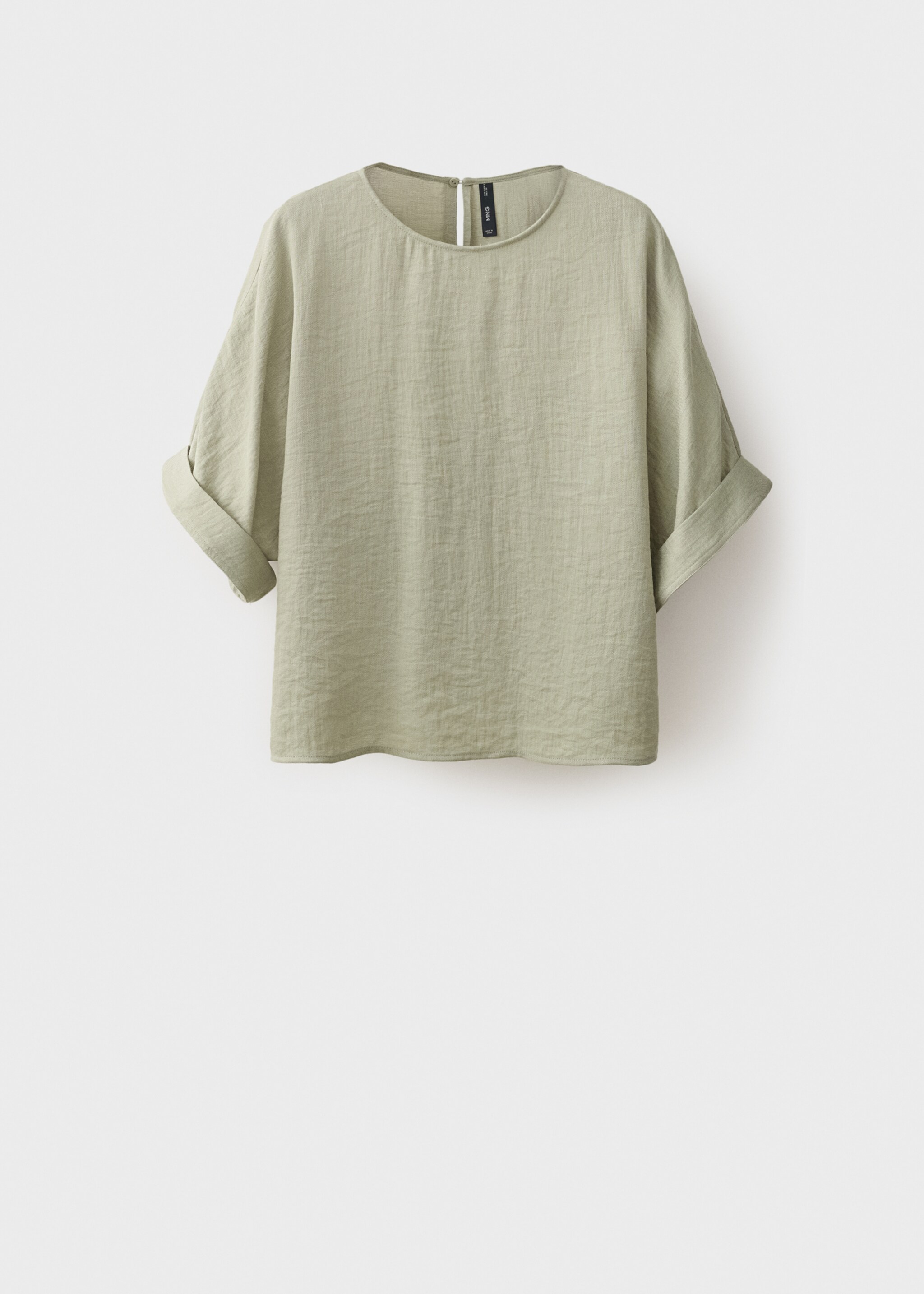 Oversized blouse with turn-up sleeves - Article without model, Aqua Green. Ref: 17013797-00.