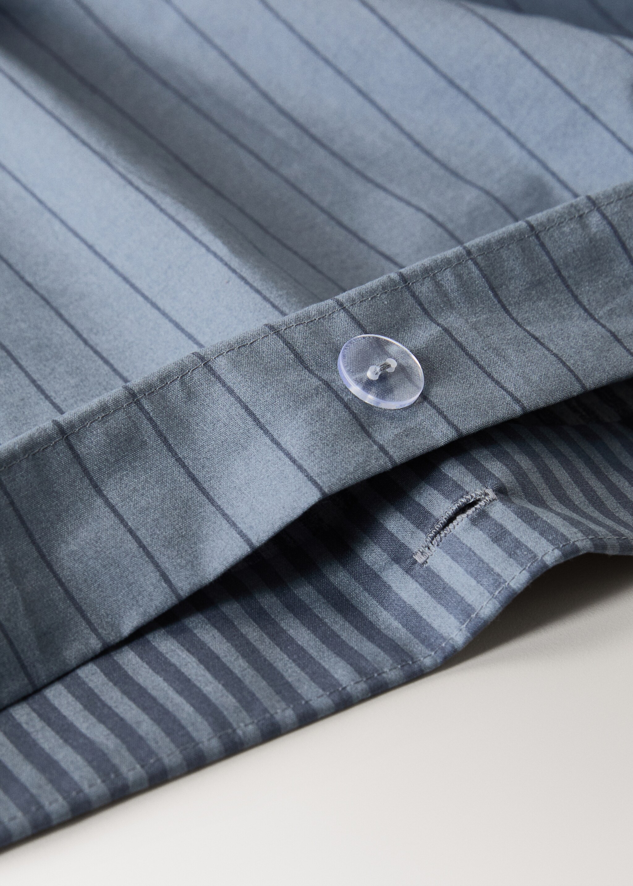 Reversible percale cotton striped duvet cover for 90 cm bed - Details of the article 1, Ink Blue. Ref: 17013822-00.