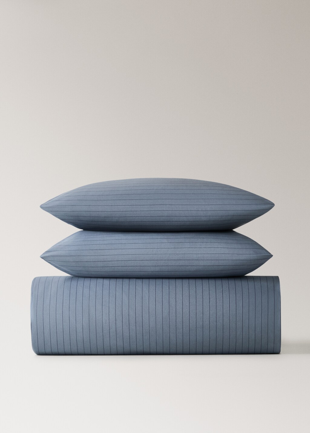 Reversible percale cotton striped duvet cover for 135/140 cm bed