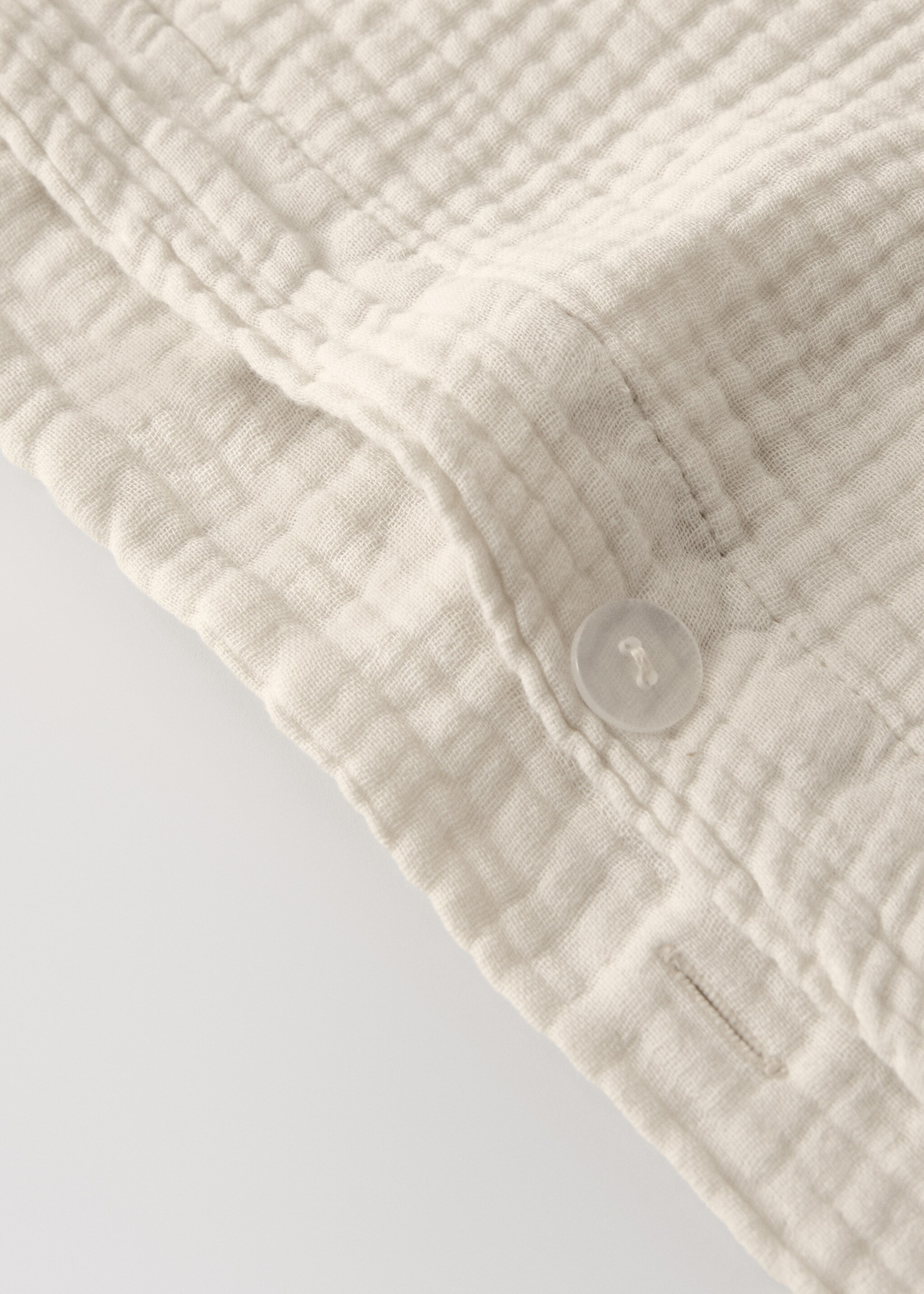 Cotton gauze duvet cover single bed - Details of the article 1, Ivory White. Ref: 17013829-00.