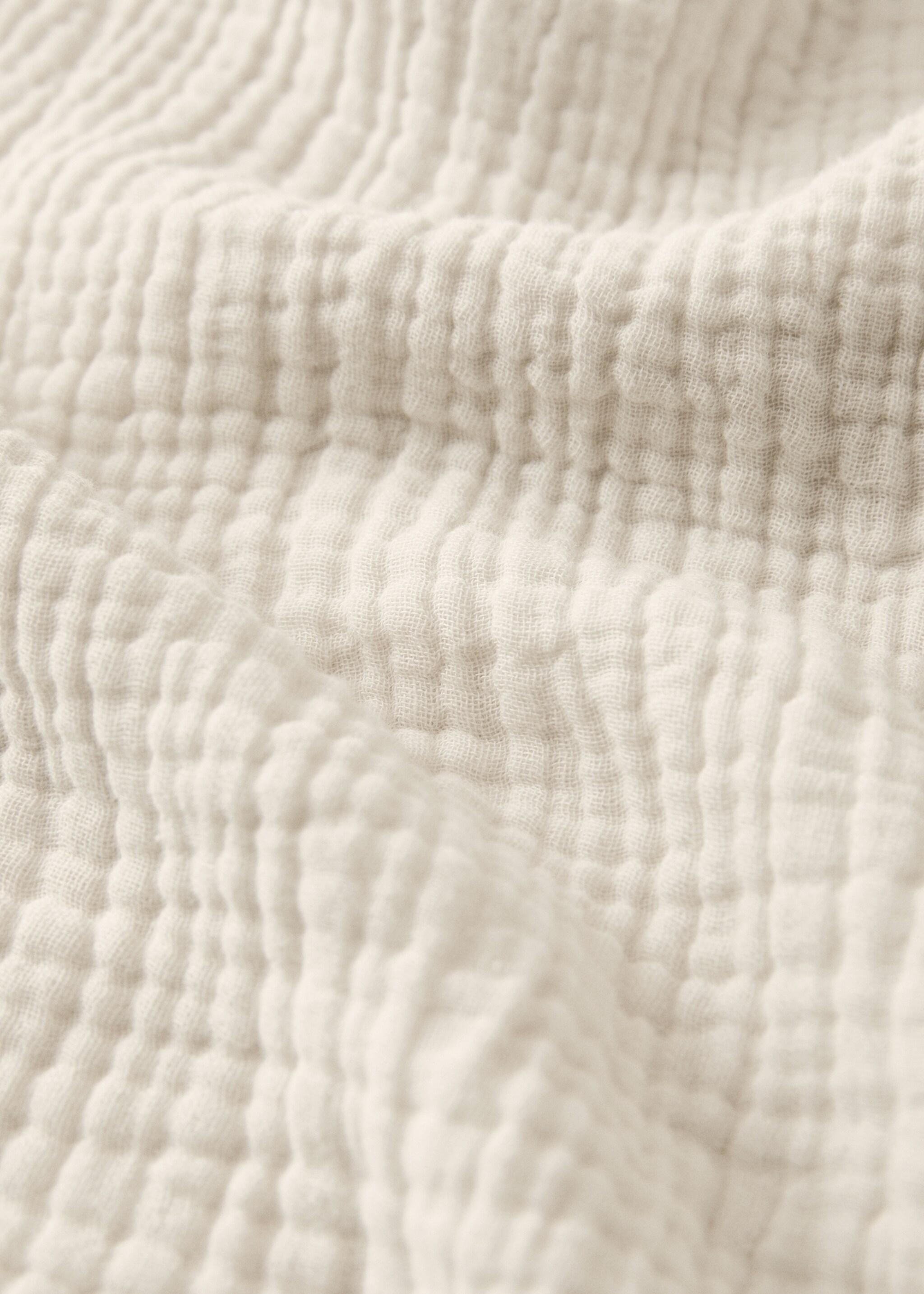 Cotton gauze duvet cover single bed - Details of the article 2, Ivory White. Ref: 17013829-00.