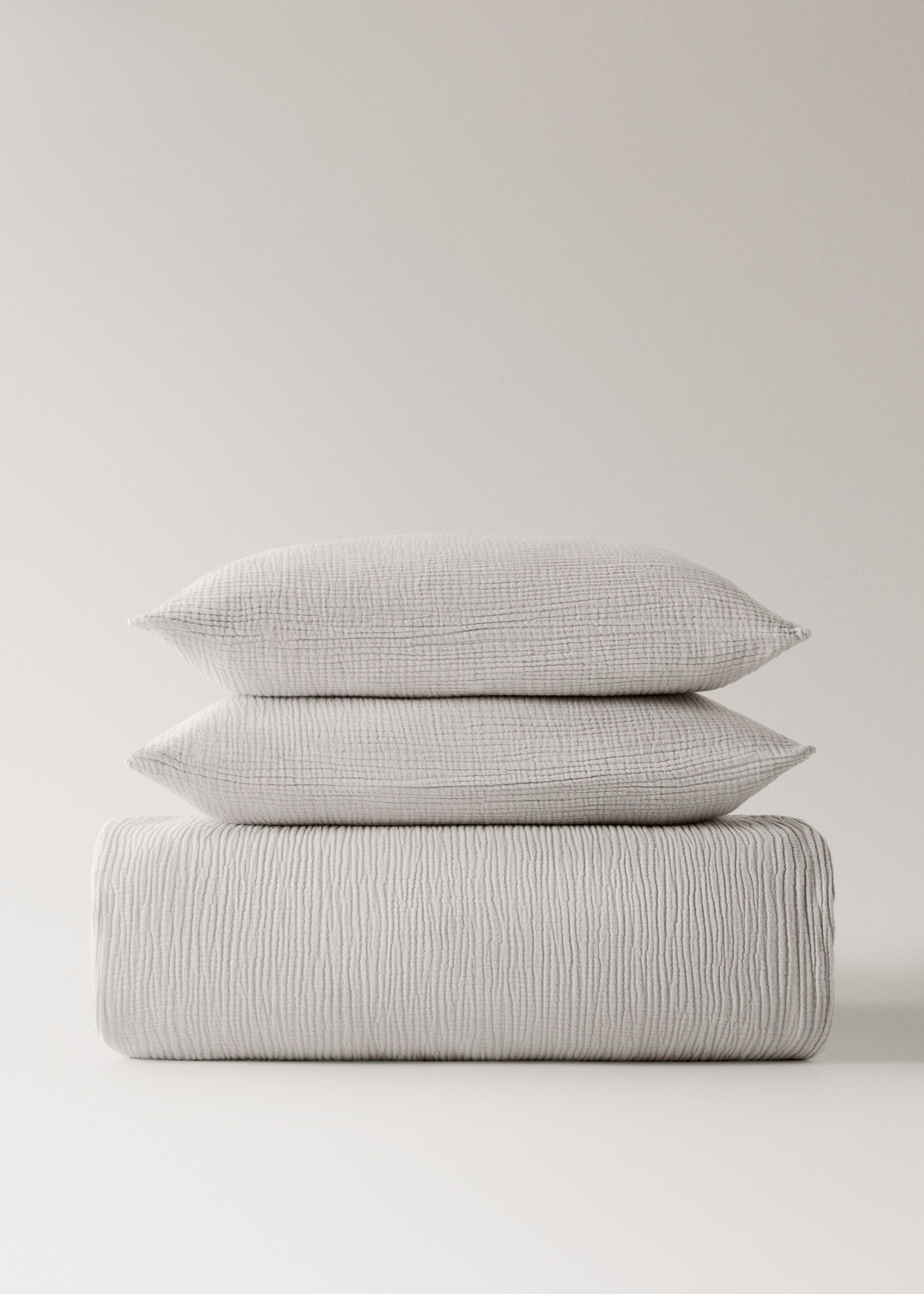 Cotton gauze duvet cover single bed - Article without model, Grey. Ref: 17013829-00.