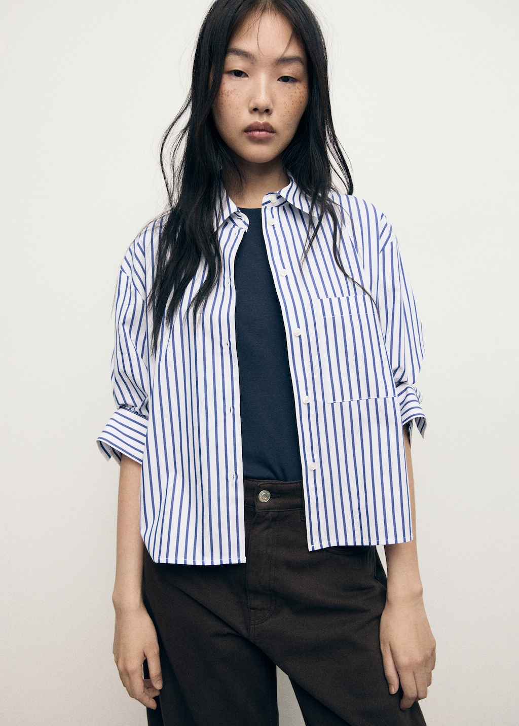 ジャケット・アウター GOD ONLY KNOWS CROPPED STRIPED SHIRT Striped cropped shirt - Women | MANGO USA