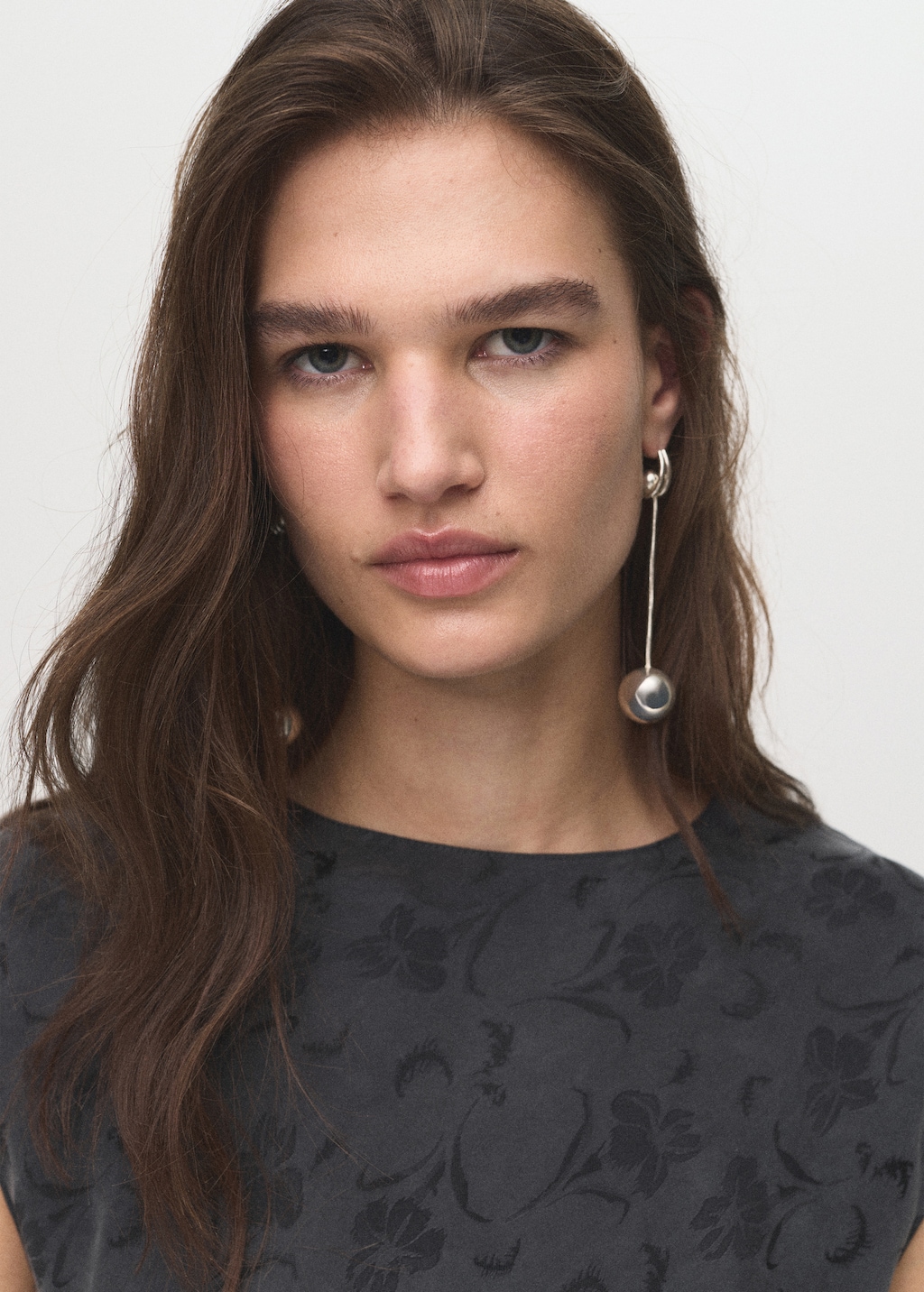 Satin floral jacquard dress