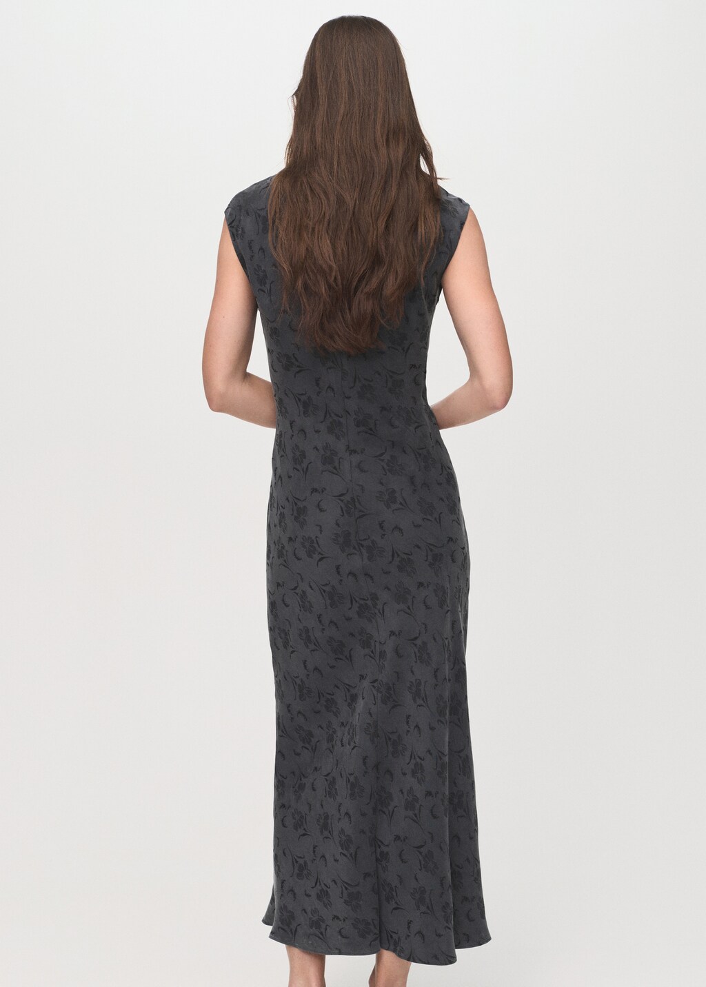 Mango Satin floral jacquard dress