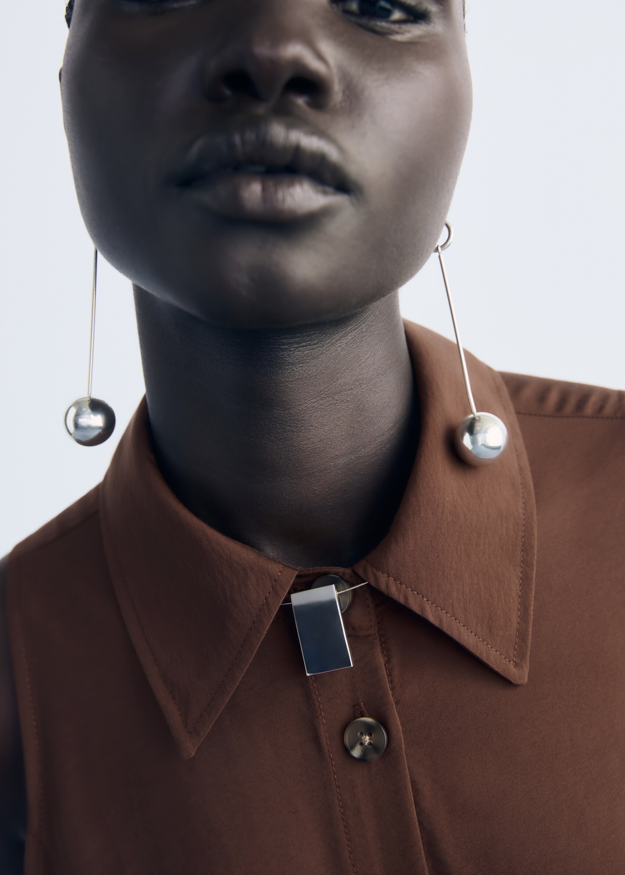 Belt shirt dress - Details of the article 1, Brown. Ref: 17014085-00.
