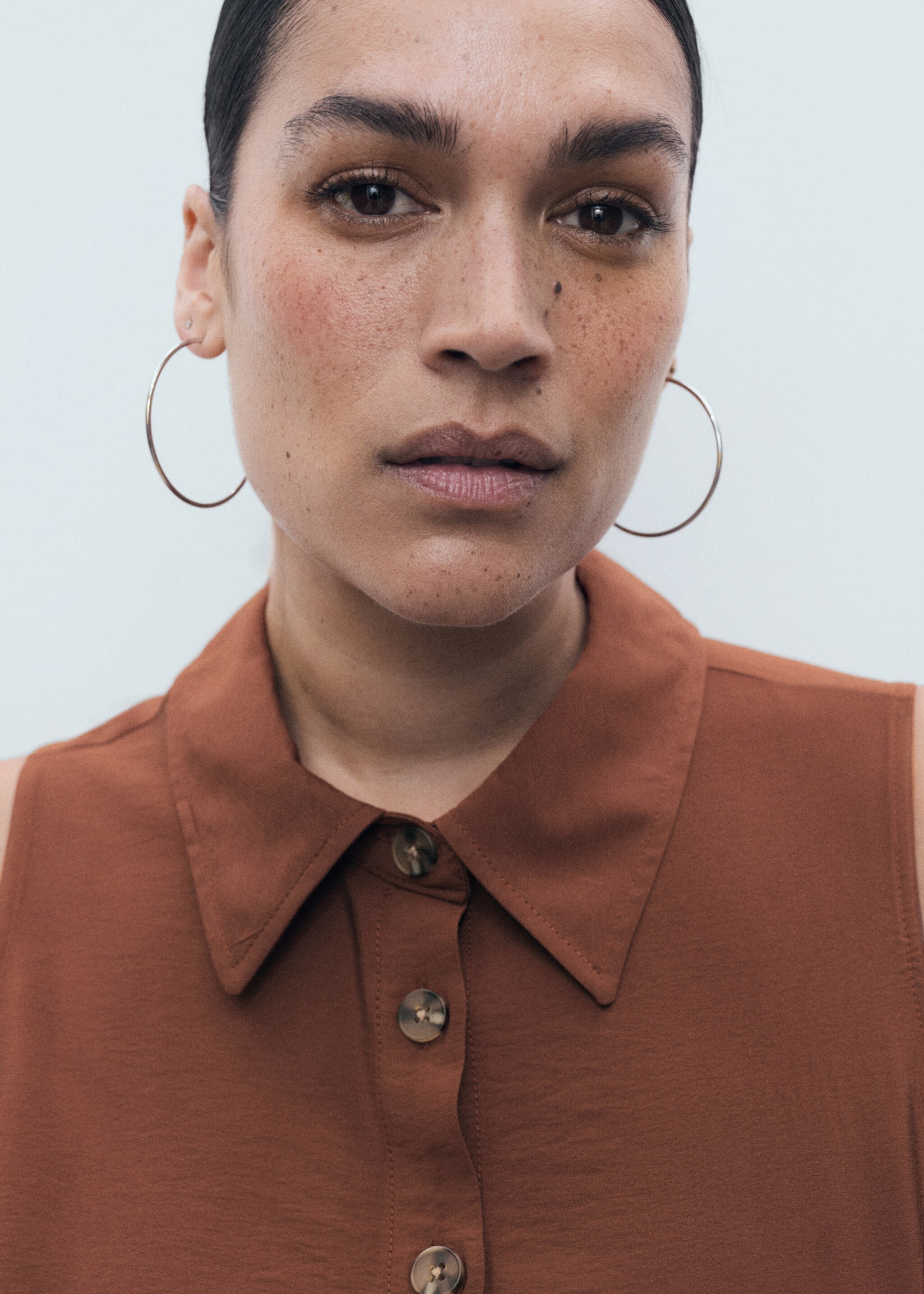 Belt shirt dress - Details of the article 4, Brown. Ref: 17014085-00.