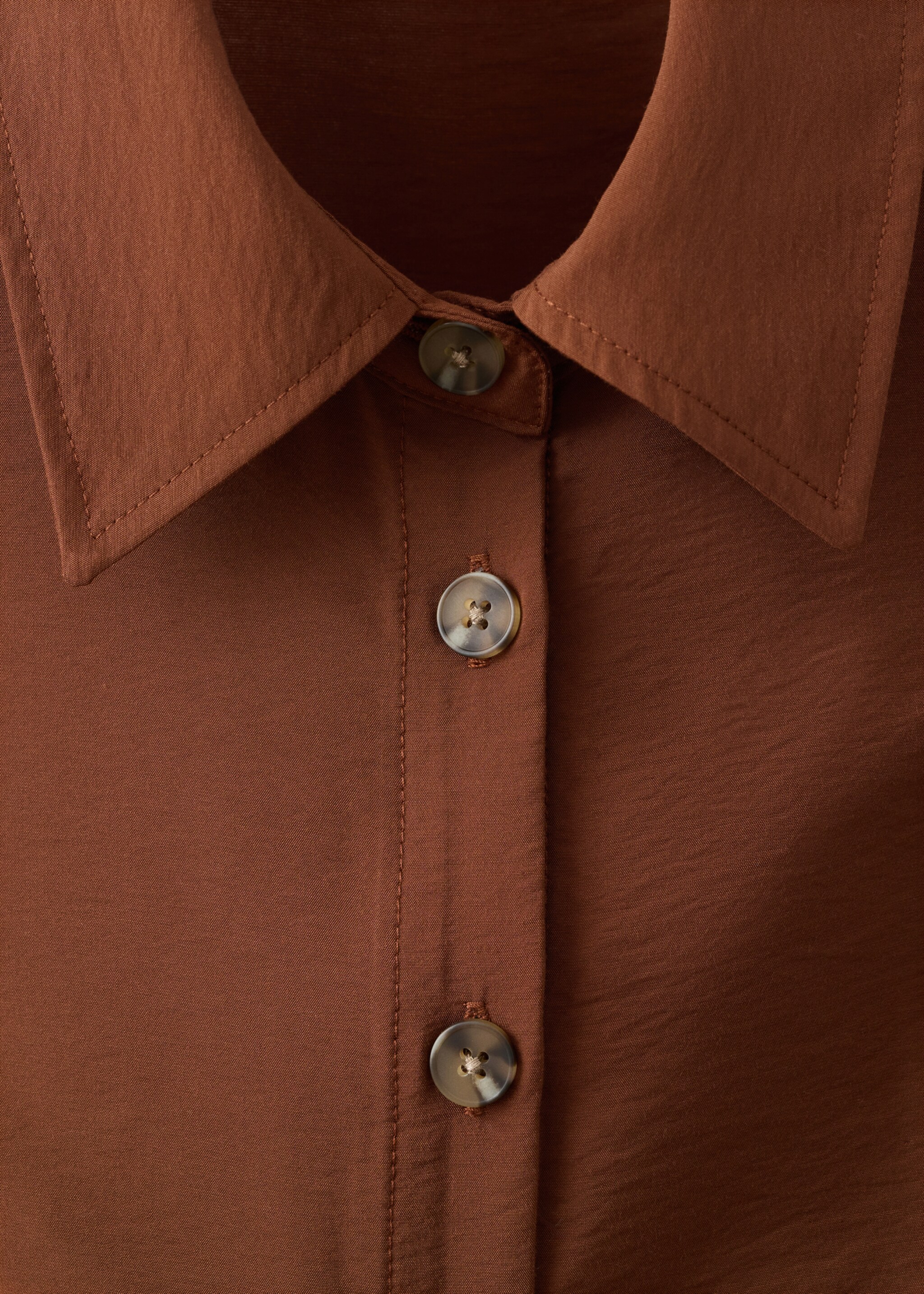 Belt shirt dress - Details of the article 8, Brown. Ref: 17014085-00.