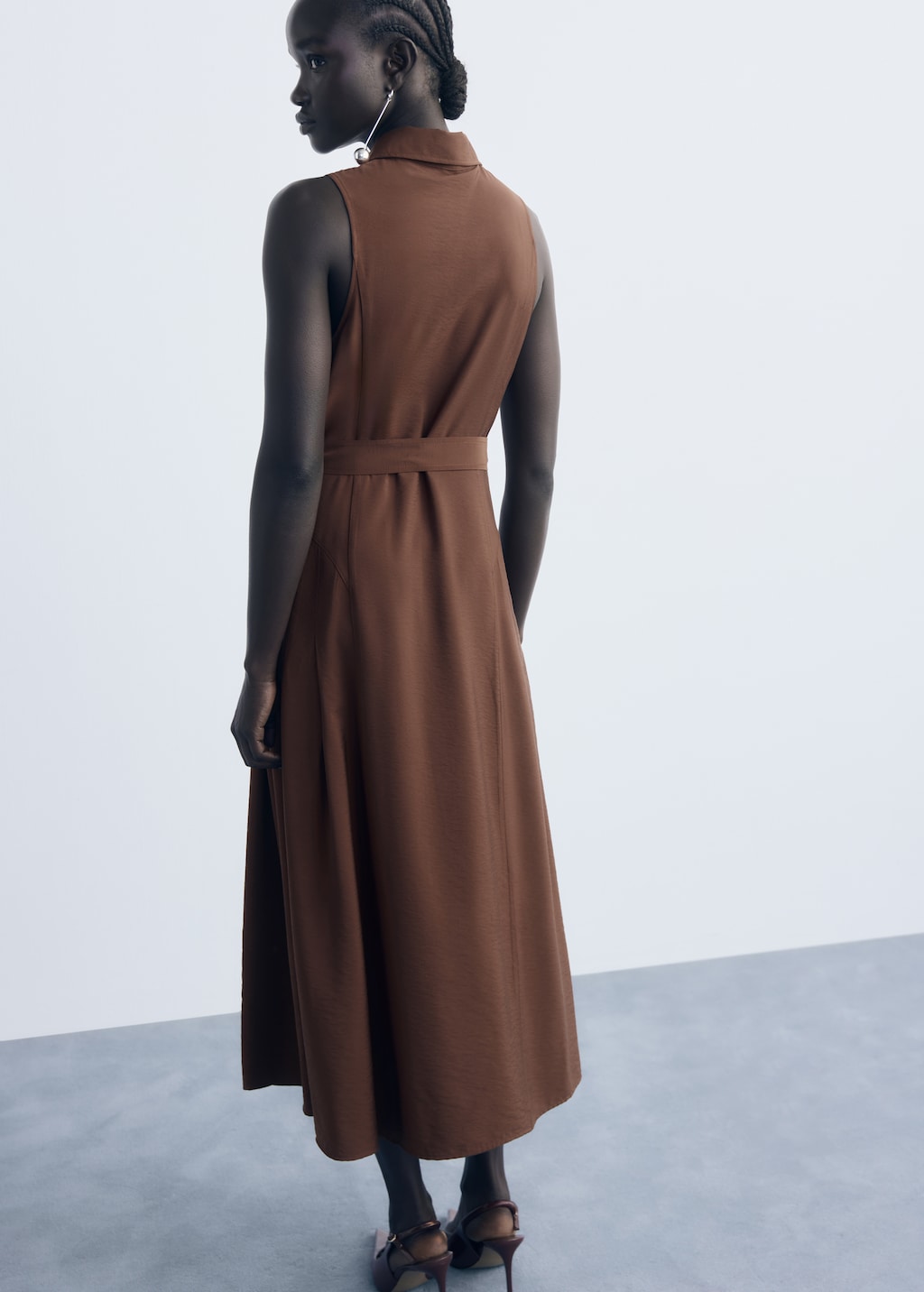 ● I AM MARI ● Canela Stripe Collar Shirt Dress (Belt Set) Lorena Stripe Shirt Collar Midi Dress | Greylin Collection