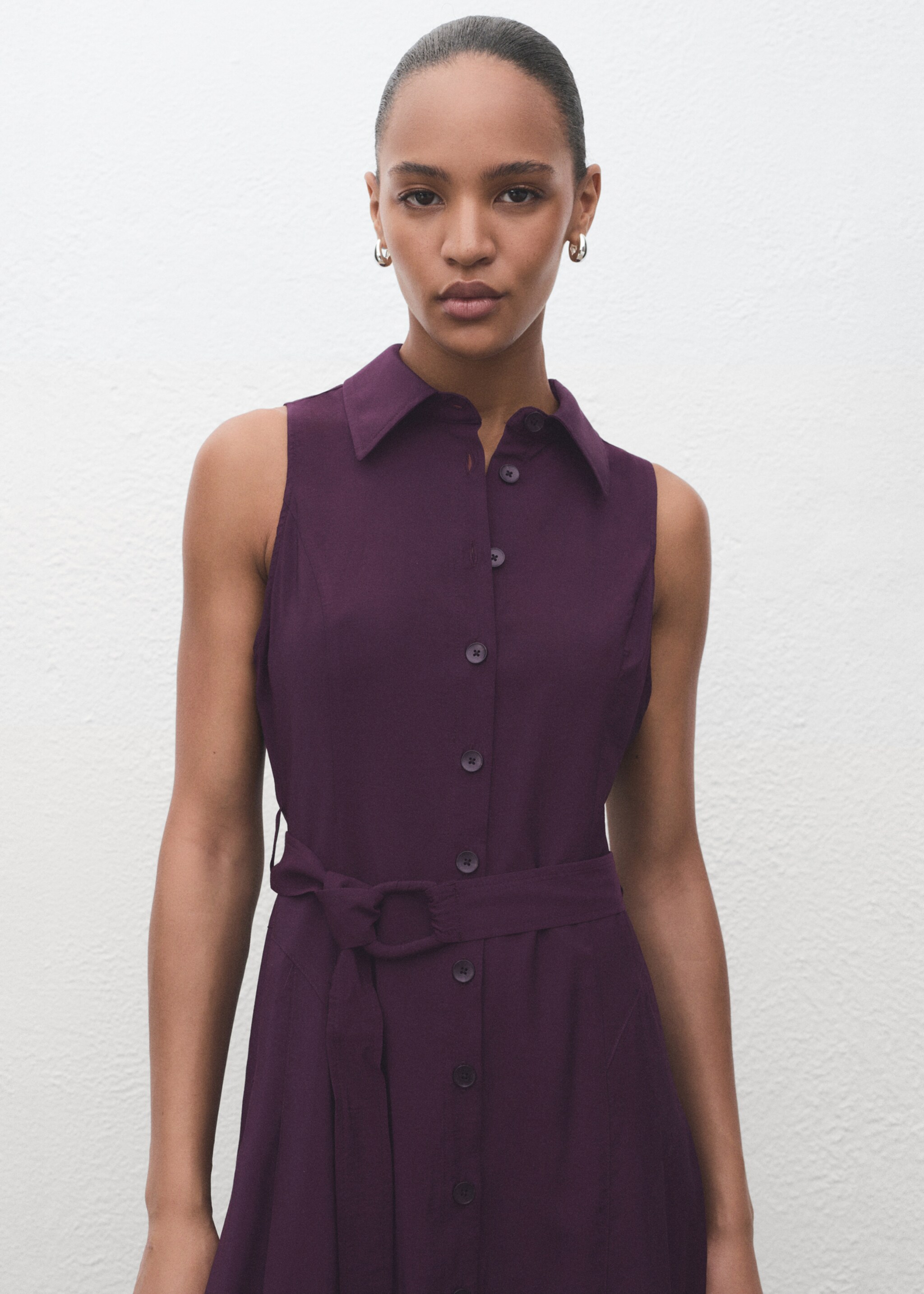 Belt shirt dress - Medium plane, Purple. Ref: 17014085-00.