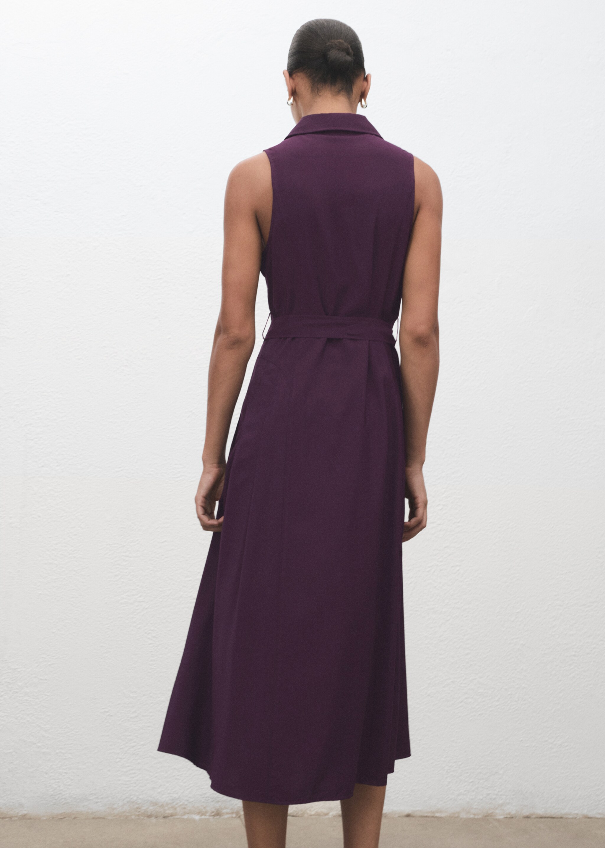 Belt shirt dress - Reverse of the article, Purple. Ref: 17014085-00.