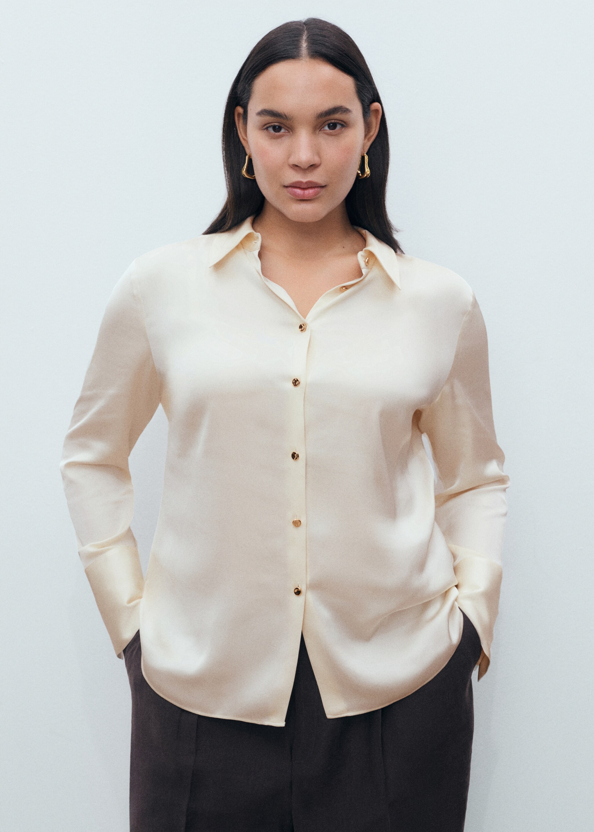 Satin finish flowy shirt - Details of the article 5