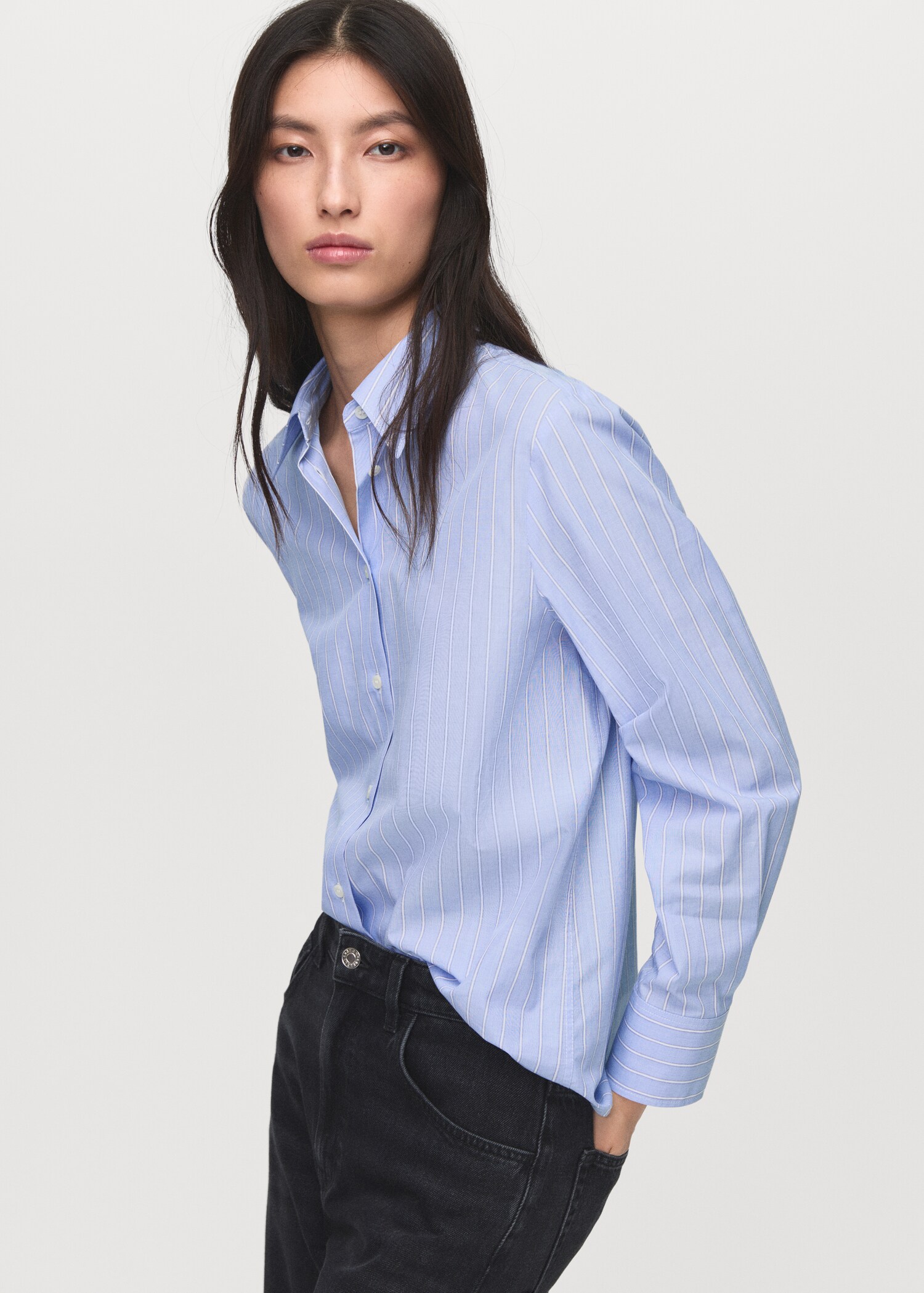 Cotton and lyocell blend straight shirt - Medium plane