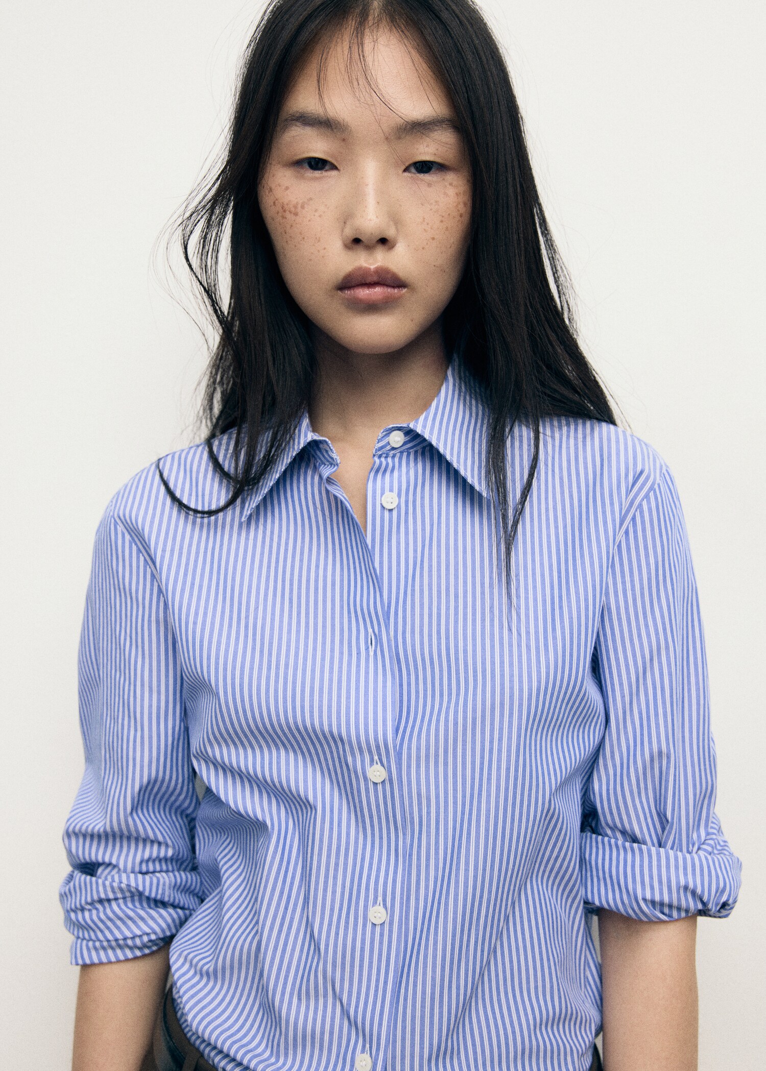 Straight shirt in cotton and lyocell mix - Medium plane